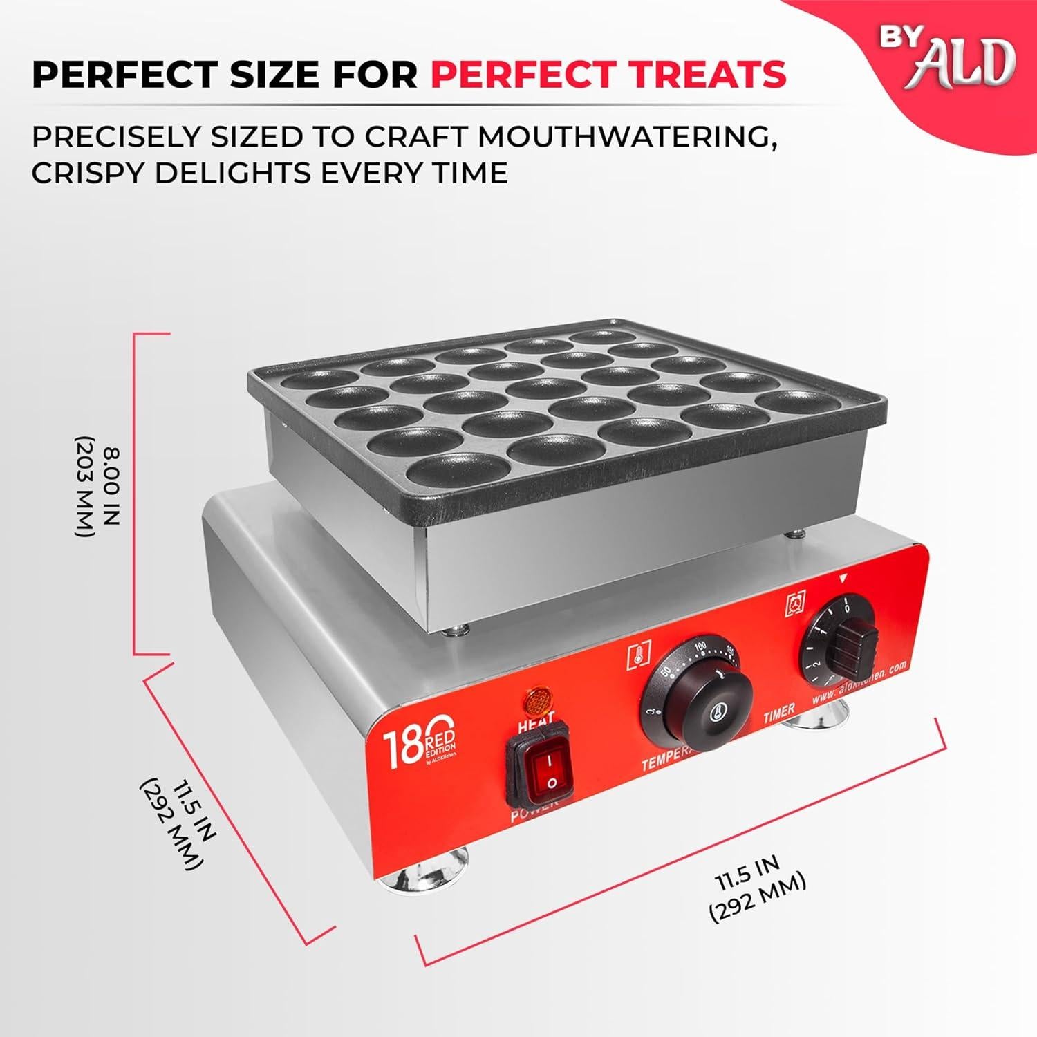 Hacedor de Poffertjes ALDKitchen 25 Pancakes Antiadherente 850W