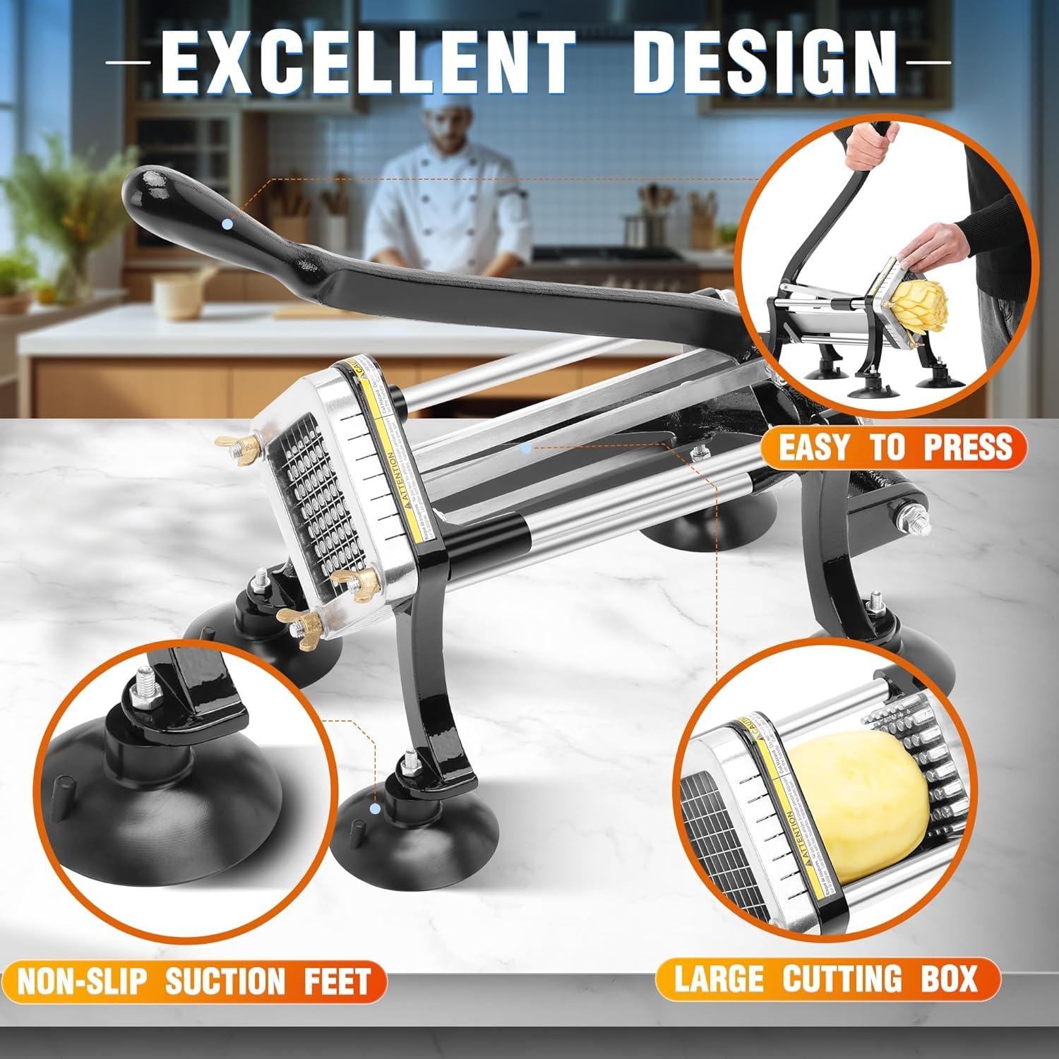 Cortador de Papas Fritas FSUON con Cuchillas de Acero Inoxidable