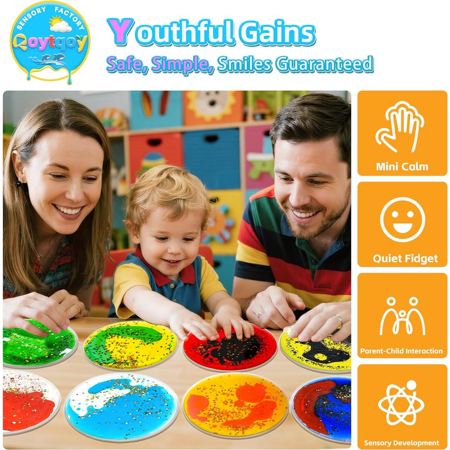 Azulejos Sensoriales de Gel Qoytqoy - 12 Paquetes Multicolor