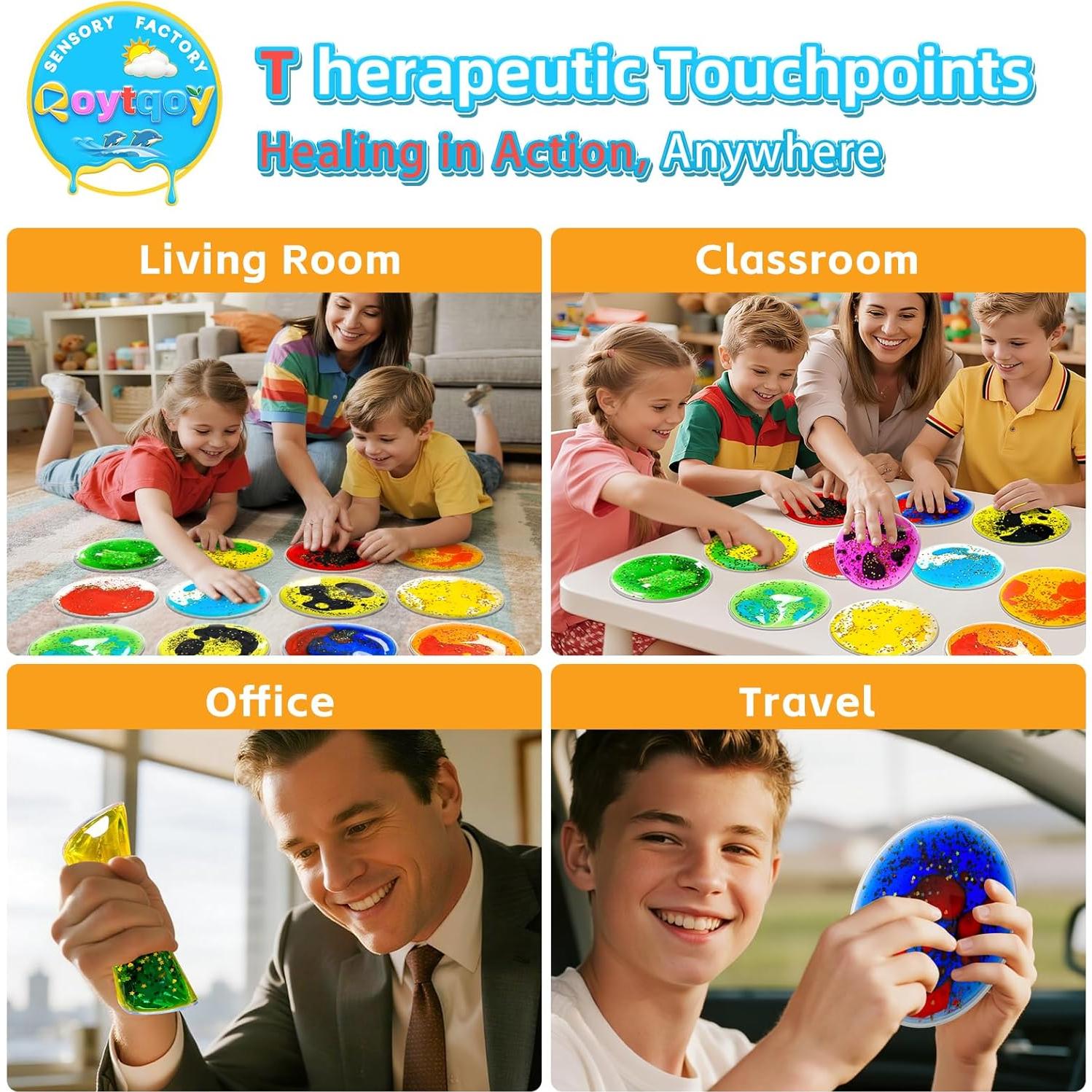 Azulejos Sensoriales de Gel Qoytqoy - 12 Paquetes Multicolor