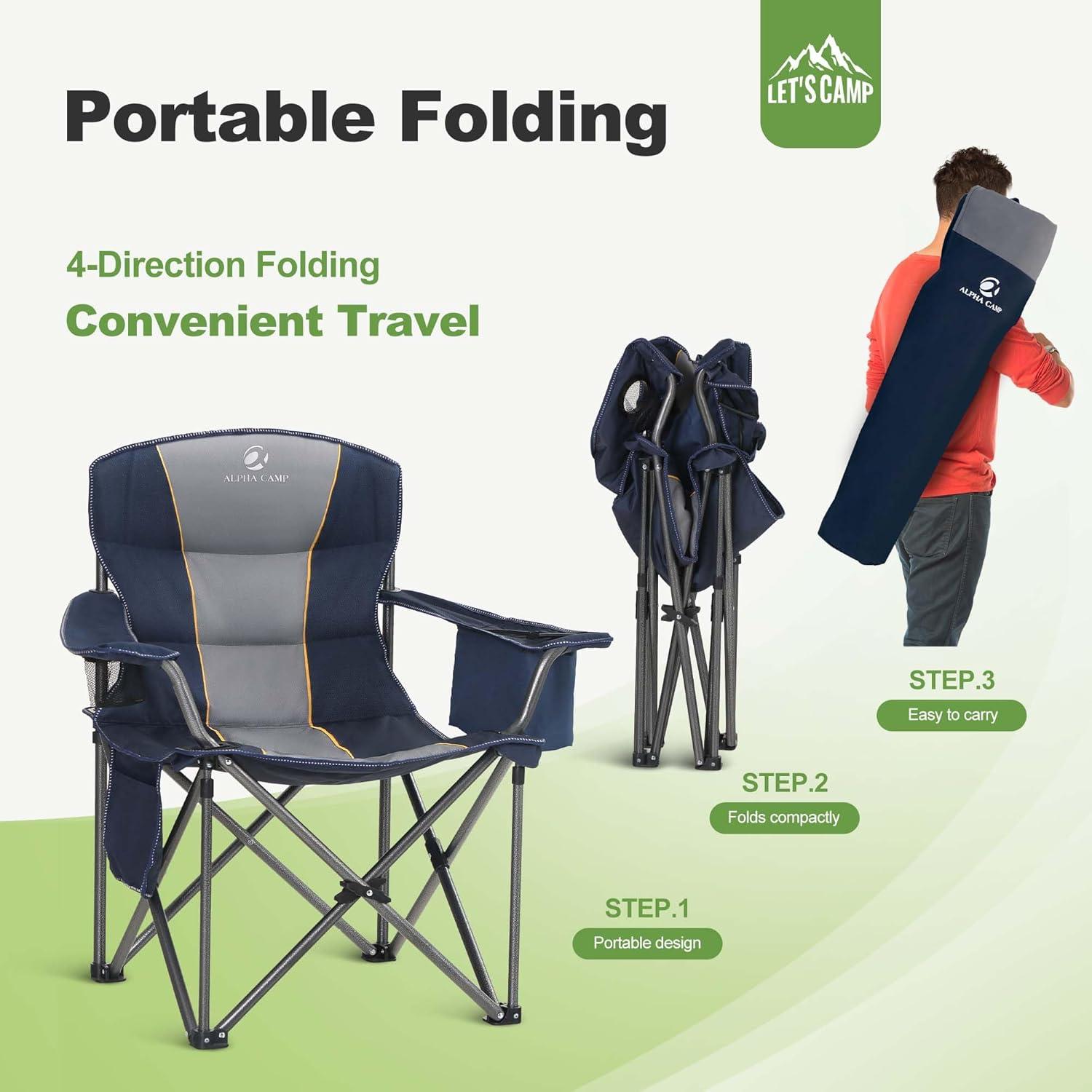 Silla de Camping Plegable Let's Camp Sobredimensionada 204 kg