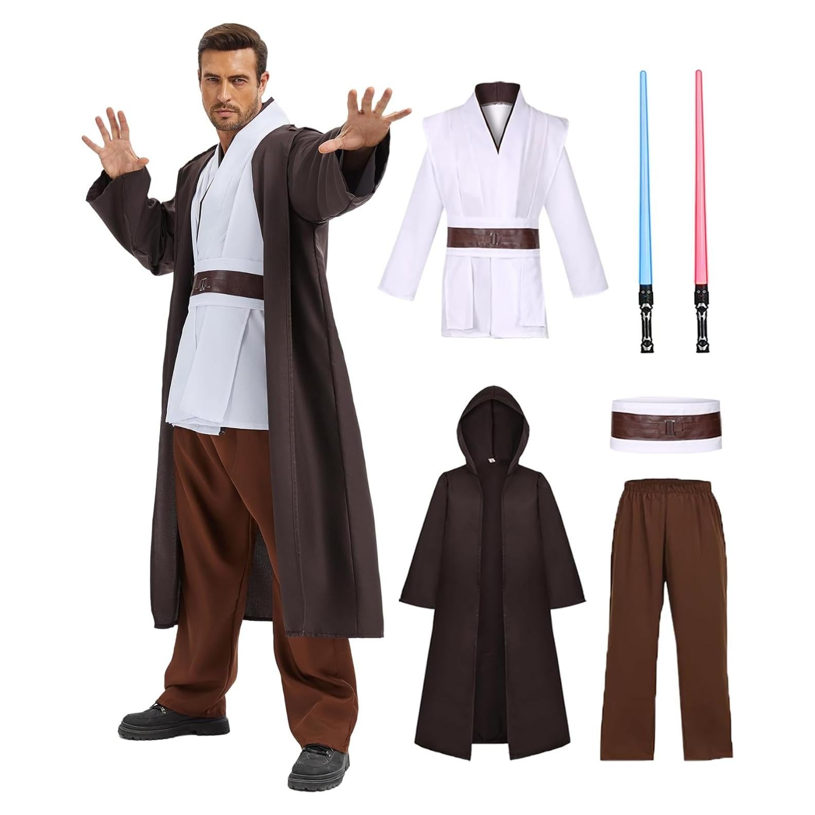 Disfraz de Jedi para Hombre con Sables de Luz y Túnica