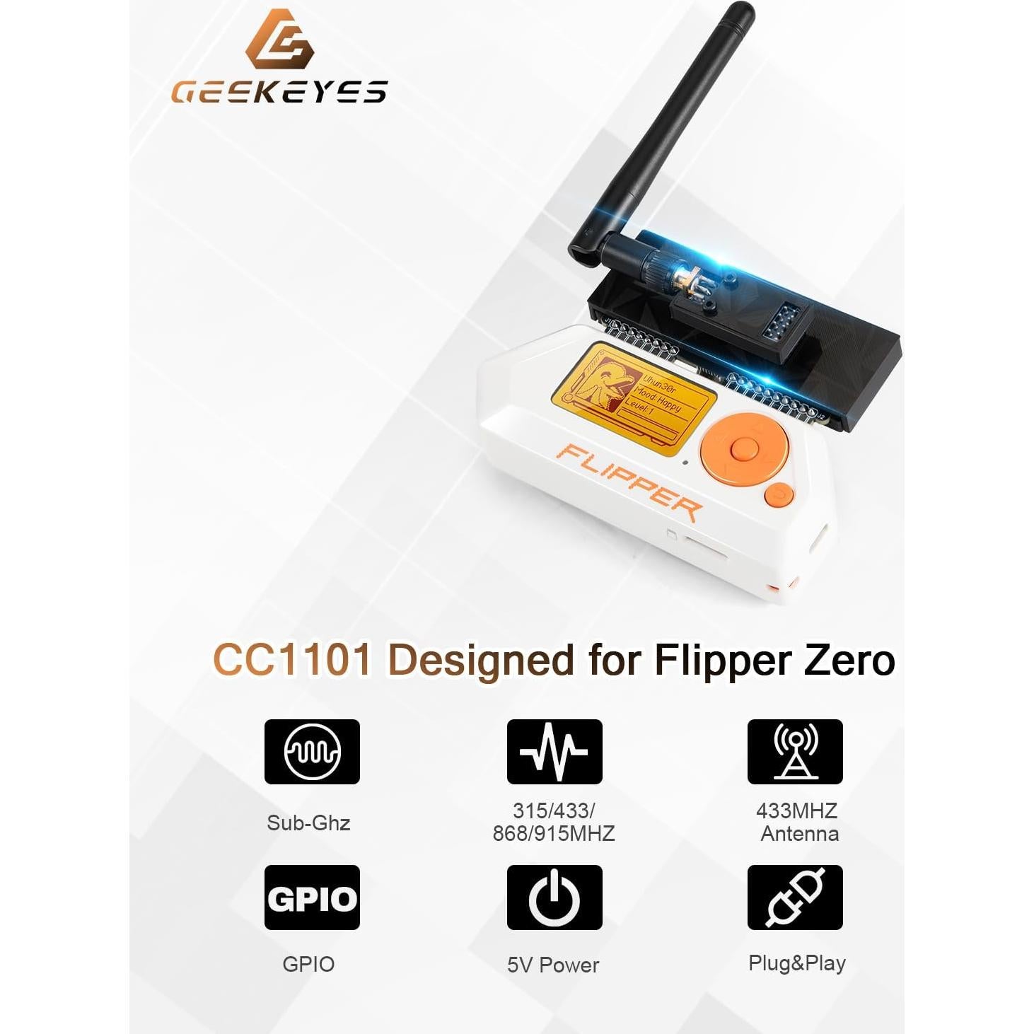 Módulo RF GEEKEYES CC1101 433MHz con Antena para Flipper Zero