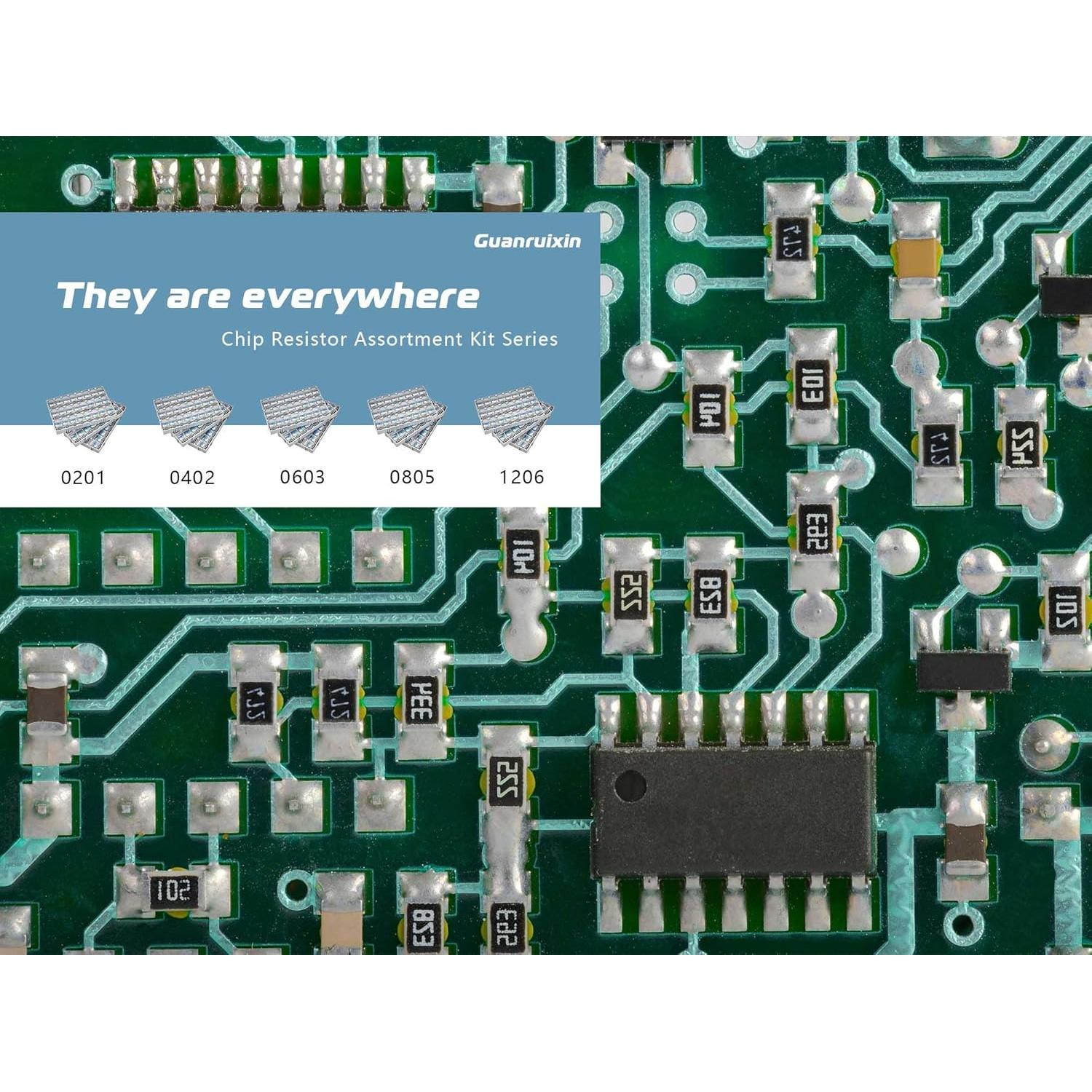 Kit de Resistores SMD Guanruixin EIA 0402 7200PCS 72 Valores