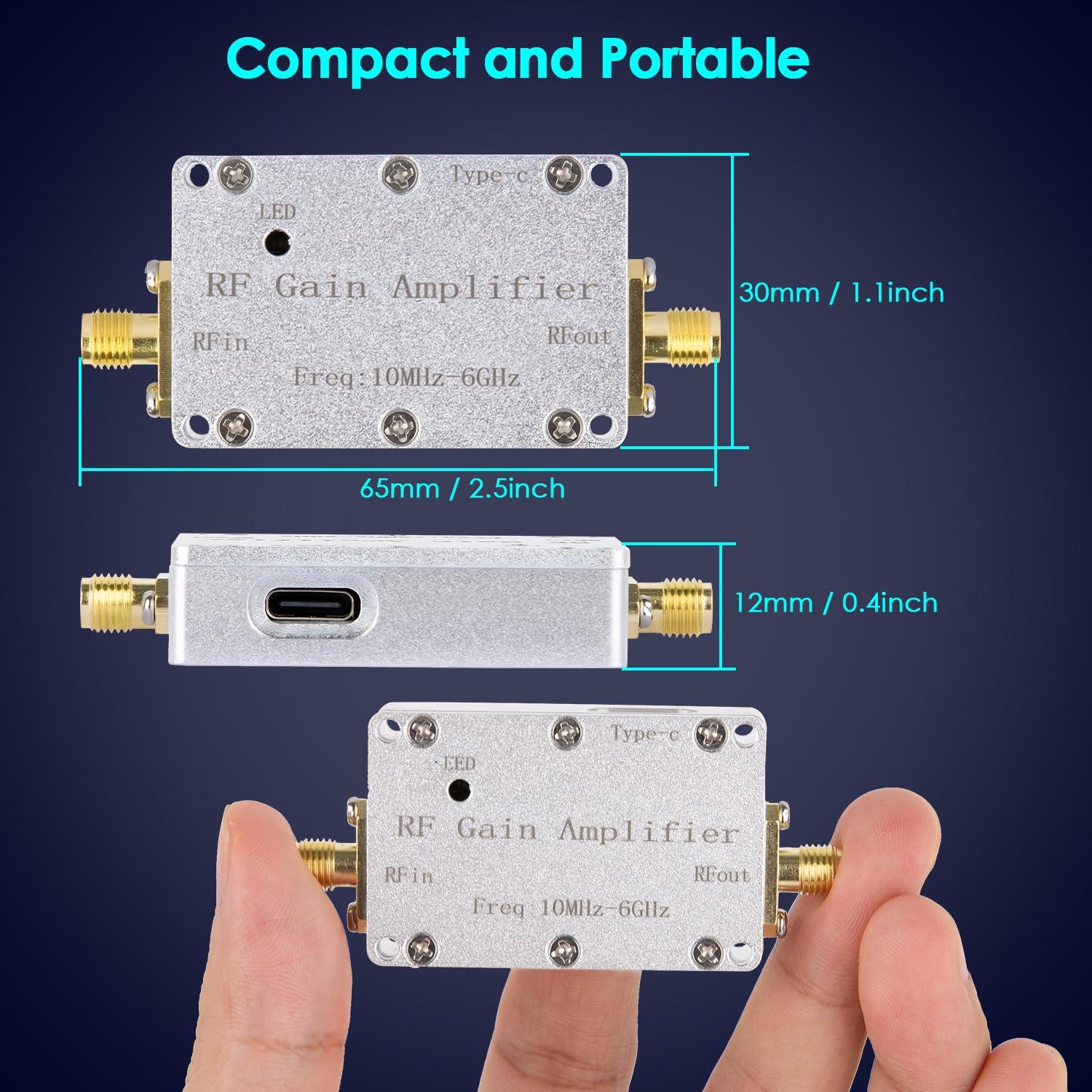 RF Gain Amplifier 10M‑6GHZ 30DB High Flatness Low Noise LNA Ham Radio Amplifier for FM Radio, Signal Amplification DC 5V Powered
