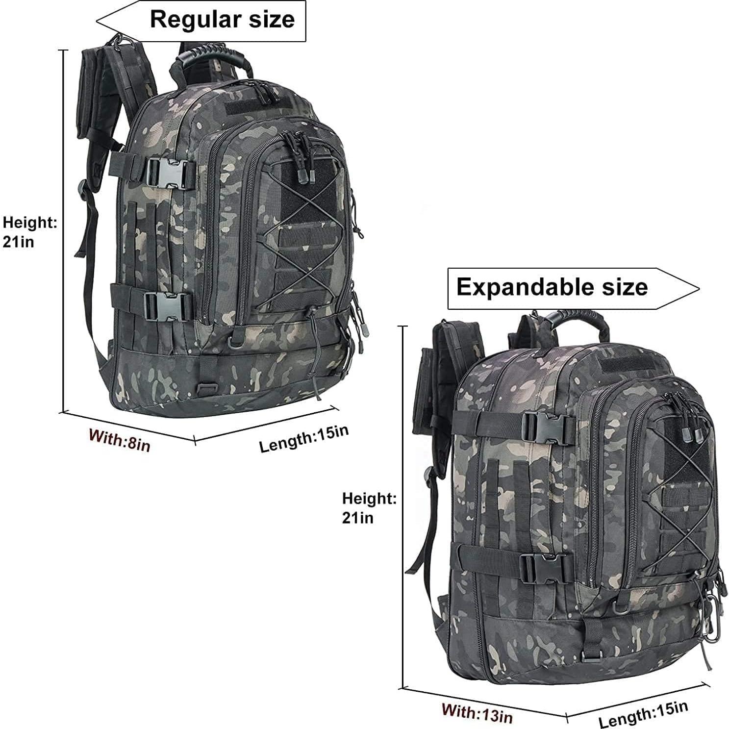Mochila táctica Camo Negro 40L para senderismo y viaje
