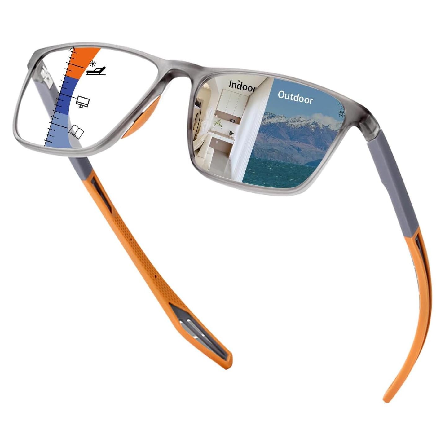 Gafas de lectura progresivas fotoquímicas TR90 3.0x Naranja