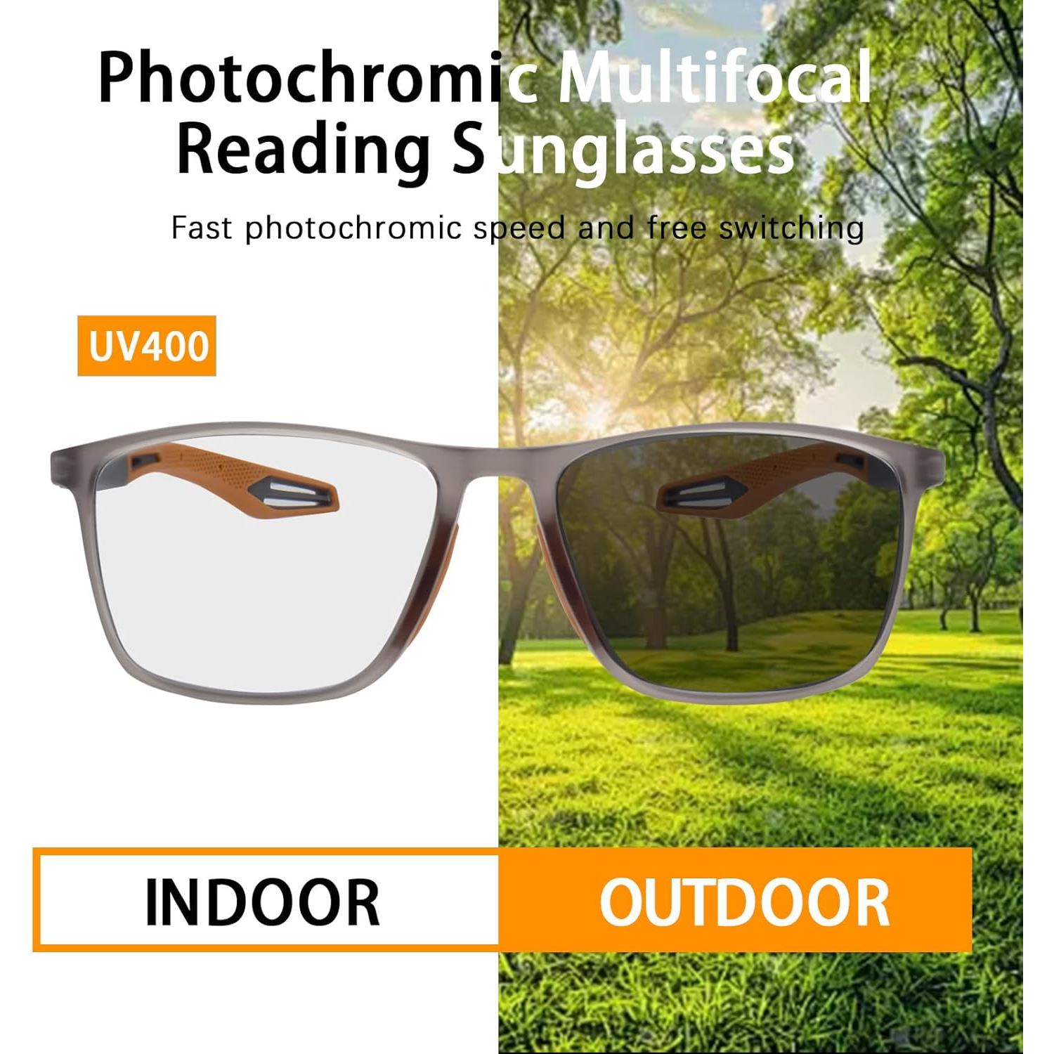 Gafas de lectura progresivas fotoquímicas TR90 2.0x Naranja