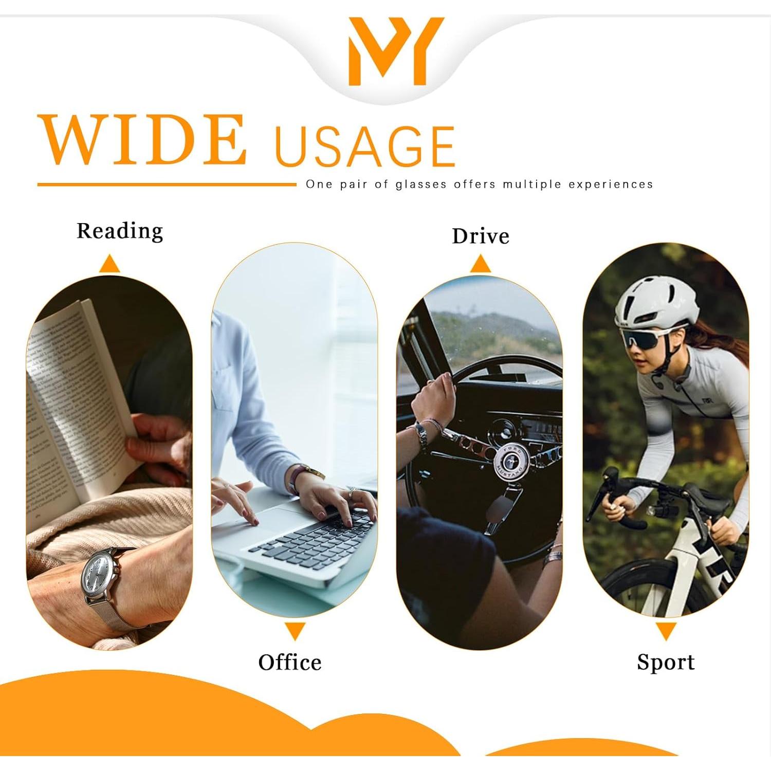 Gafas de lectura progresivas fotoquímicas TR90 2.0x Naranja