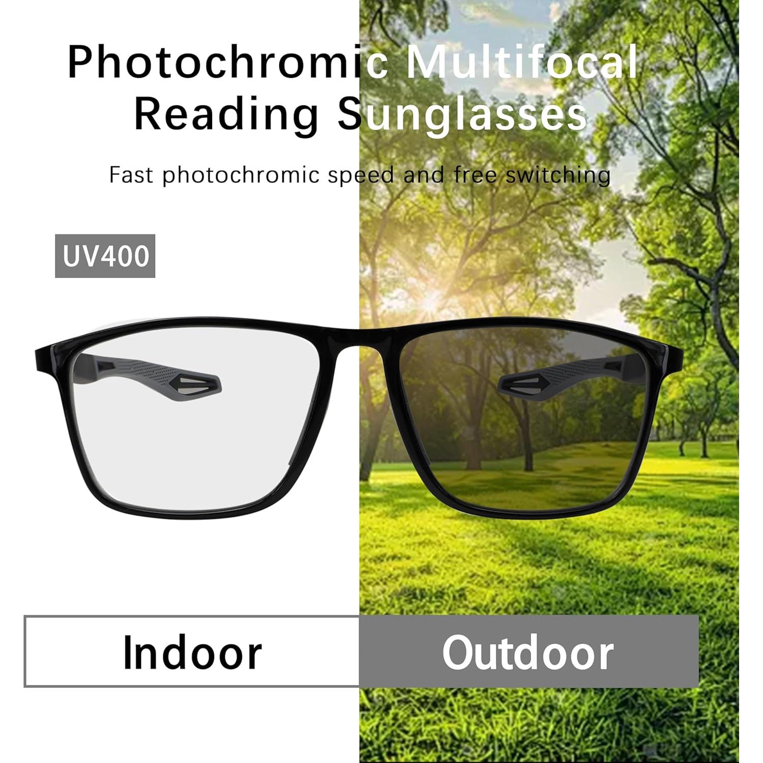 Gafas de lectura multifocal progresivas TR90 UV400 negras