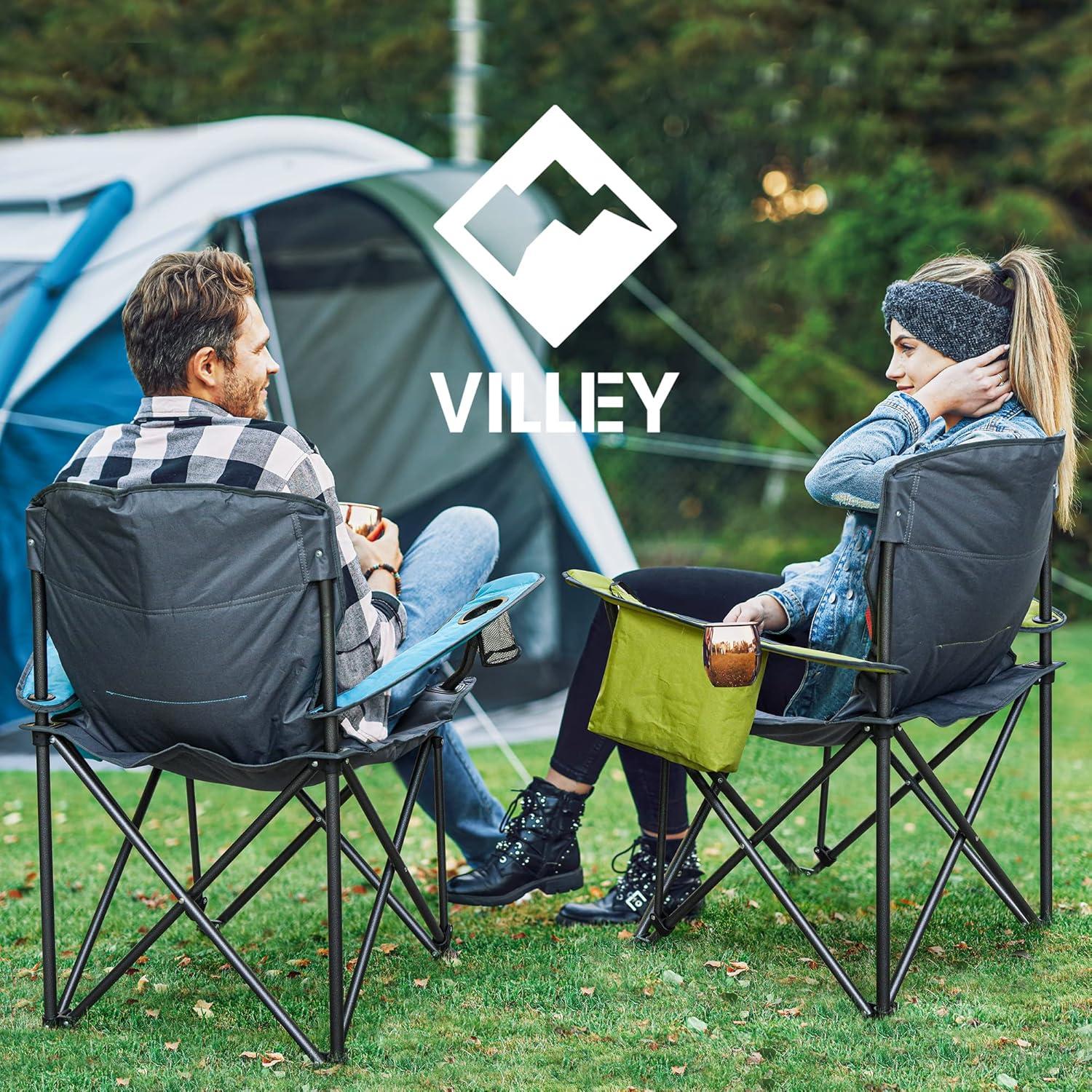 Silla de Camping VILLEY Plegable Sobredimensionada Azul