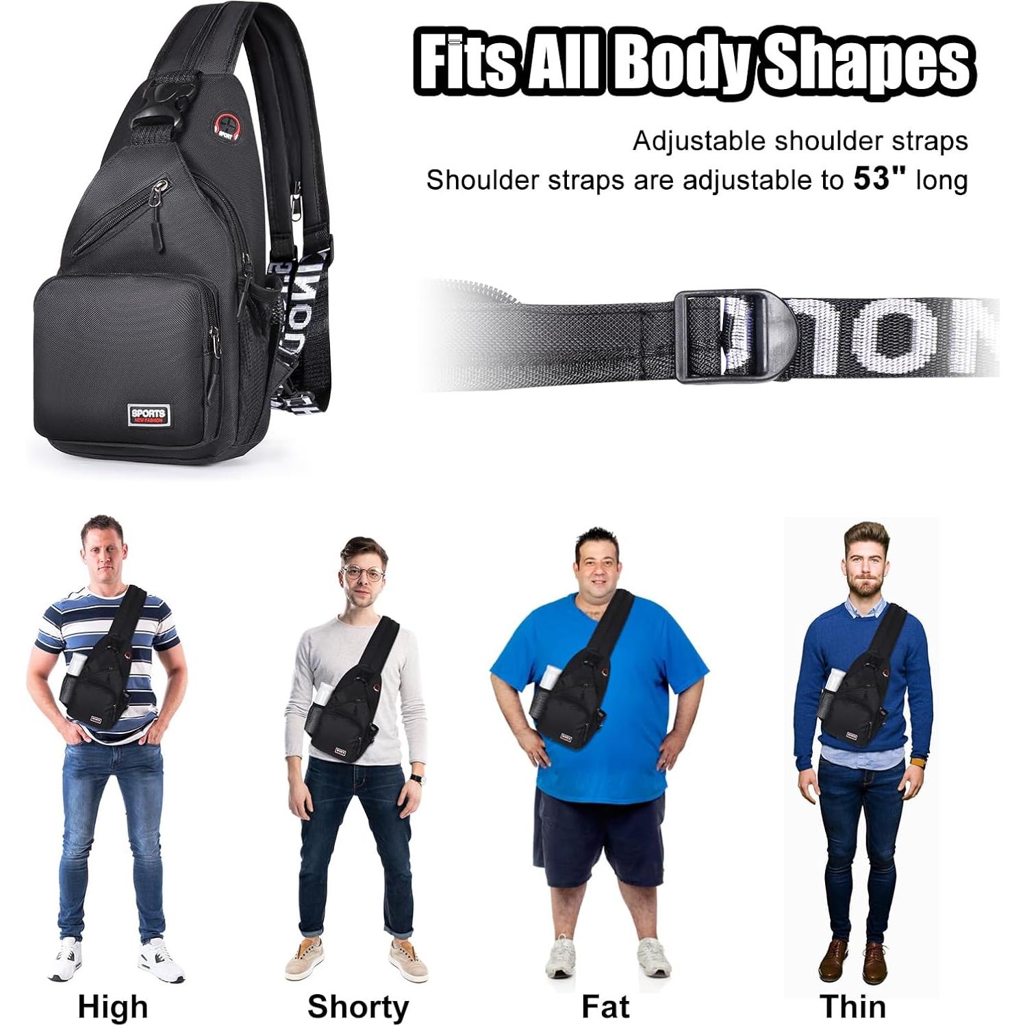 Mochila Cruzada VALUEQLO Negra Multifuncional para Viajes