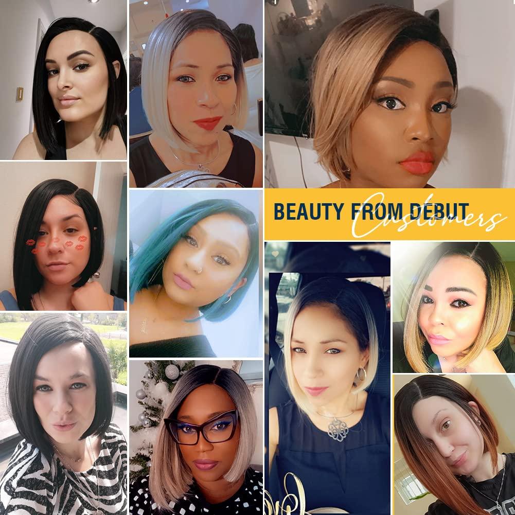 Peluca Bob DÉBUT 24 cm Encaje Frontal Sintético Color 1B