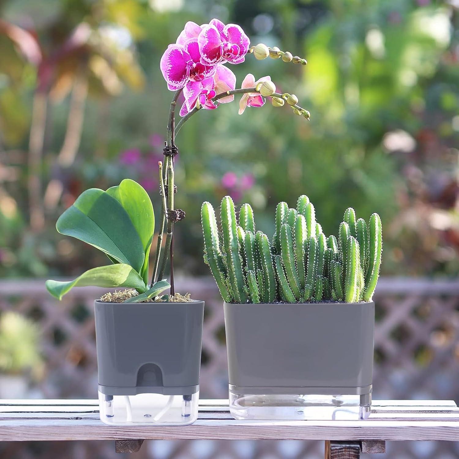 Macetas Autorriego FAMZ 4 Pack 18 cm Gris para Plantas