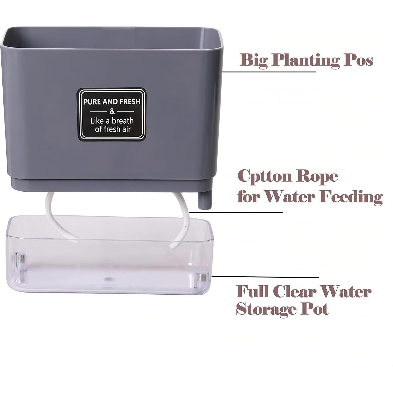 Macetas Autorriego FAMZ 4 Pack 18 cm Gris para Plantas