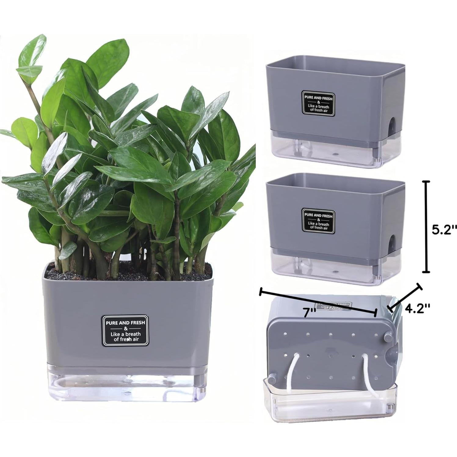 Macetas Autorriego FAMZ 4 Pack 18 cm Gris para Plantas