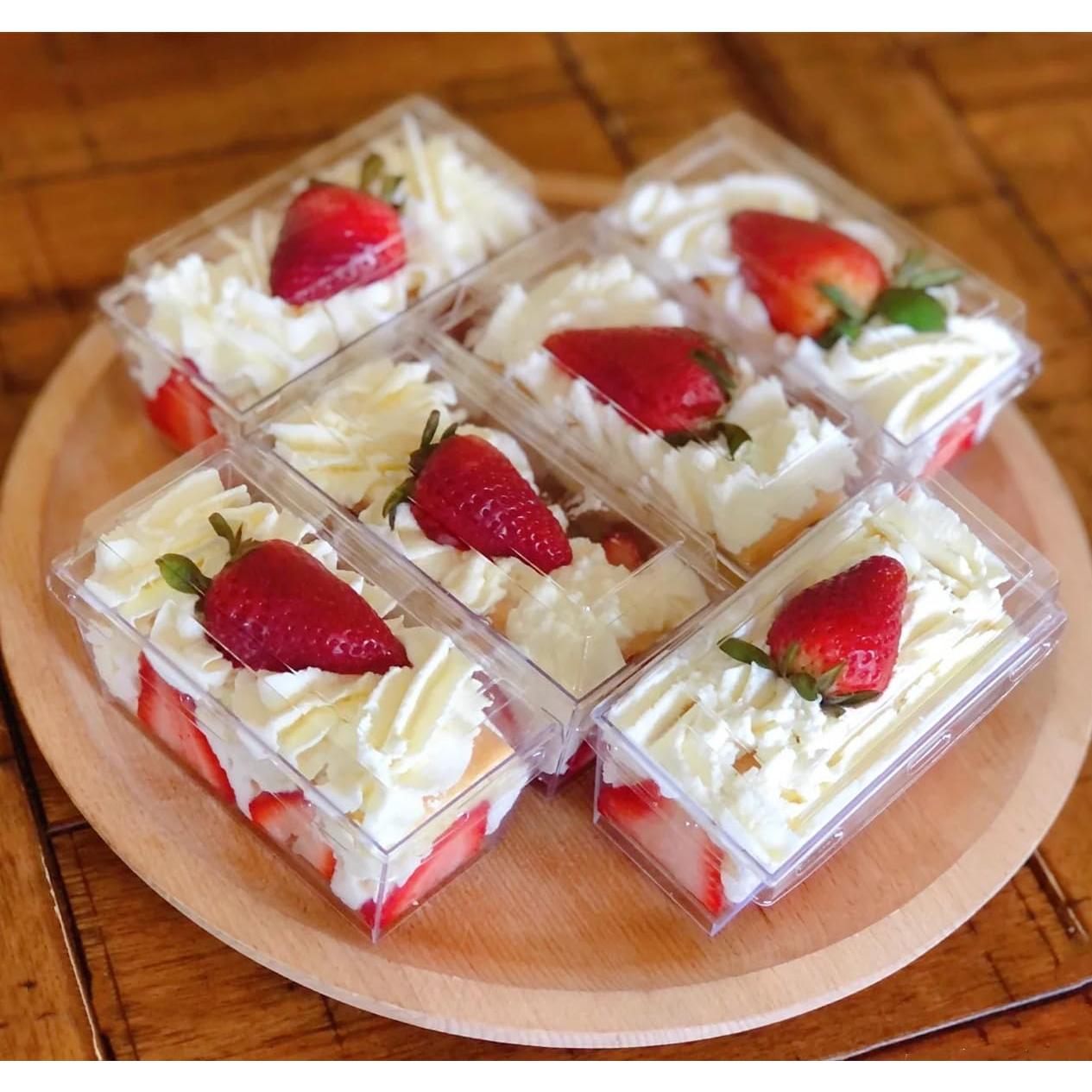 Vasos de Postre Rectangulares Wnqou 140ml 50 Pcs con Tapas y Cucharas