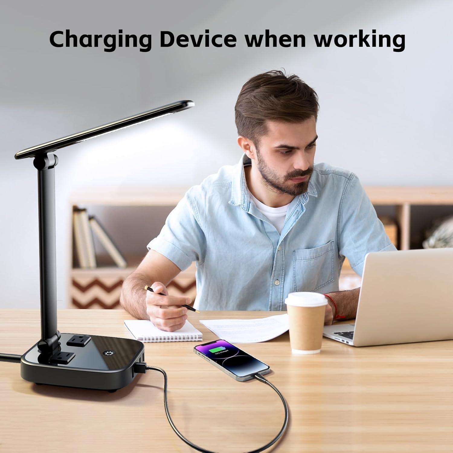 Lámpara de Escritorio LED Yostyle con 4 USB y 2 Salidas CA