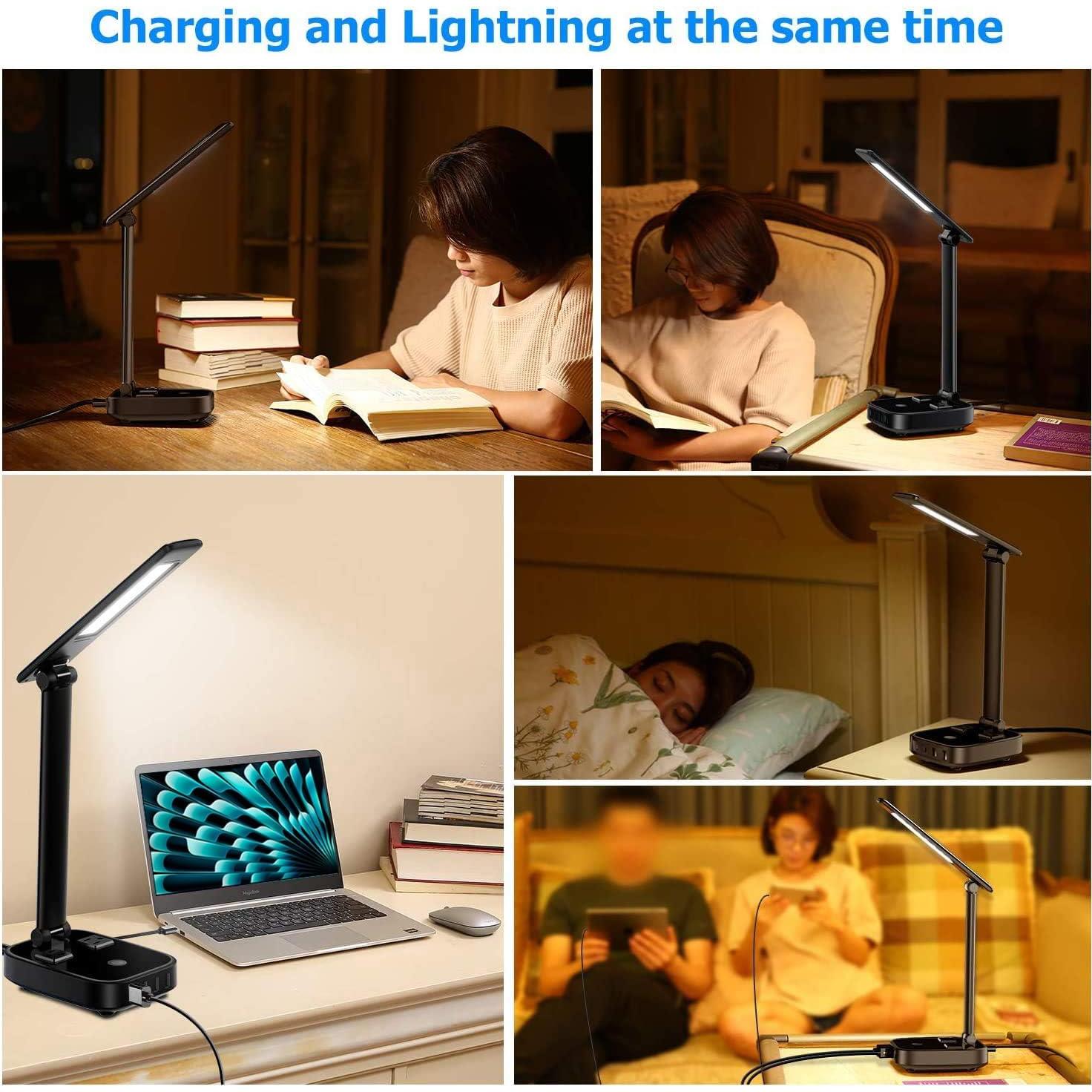 Lámpara de Escritorio LED Yostyle con 4 USB y 2 Salidas CA