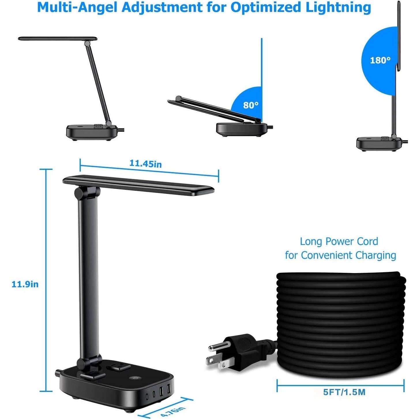 Lámpara de Escritorio LED Yostyle con 4 USB y 2 Salidas CA