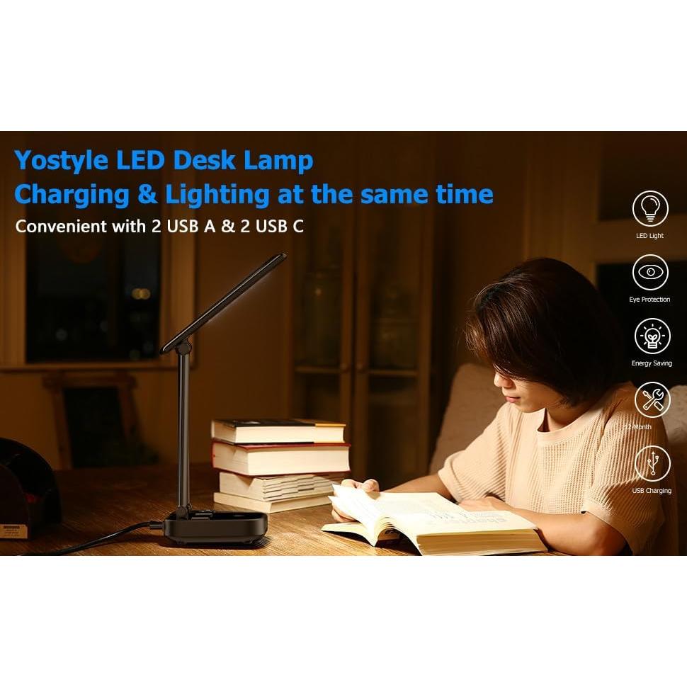 Lámpara de Escritorio LED Yostyle con 4 USB y 2 Salidas CA