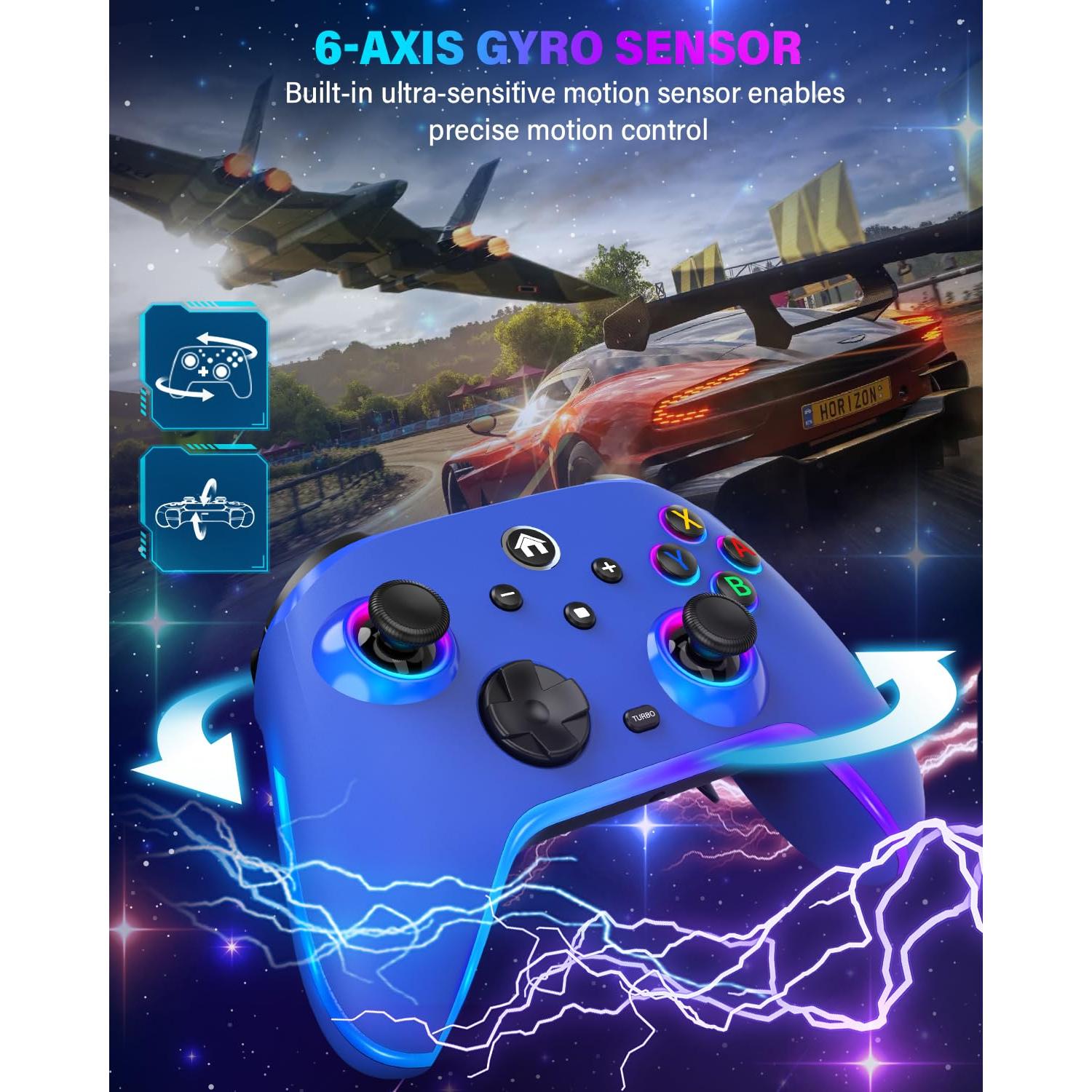 Controlador Inalámbrico Pro ZRZLMVP para Nintendo Switch Azul