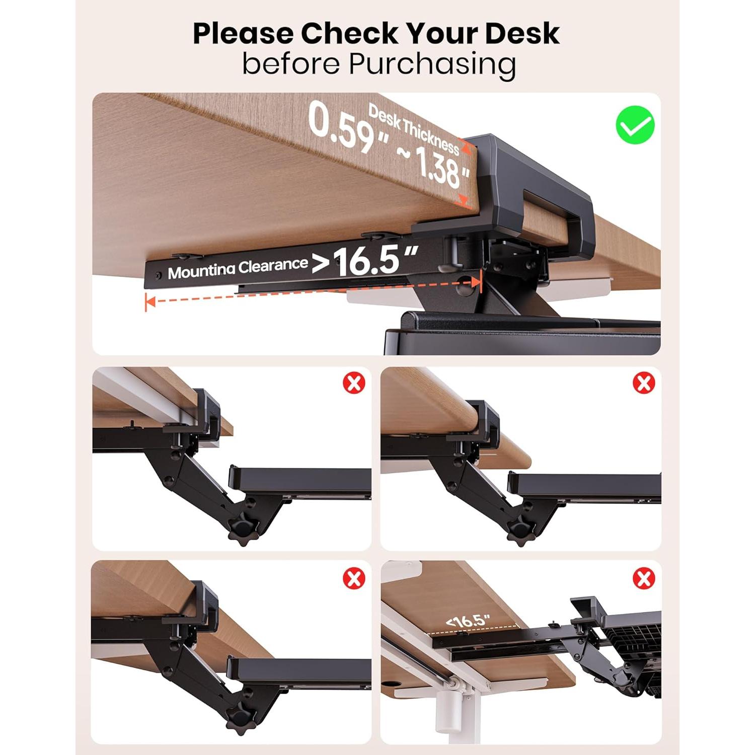 Bandeja de Teclado Ergonómica Klearlook 62 cm Ajustable