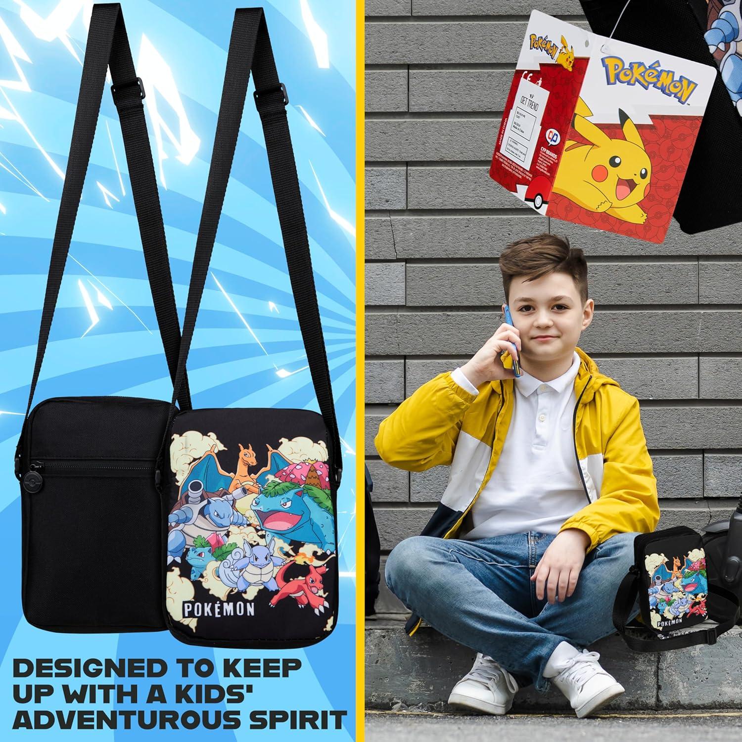 Bolsa Cruzada Pokemon para Niños y Niñas - Pikachu - 20x14cm