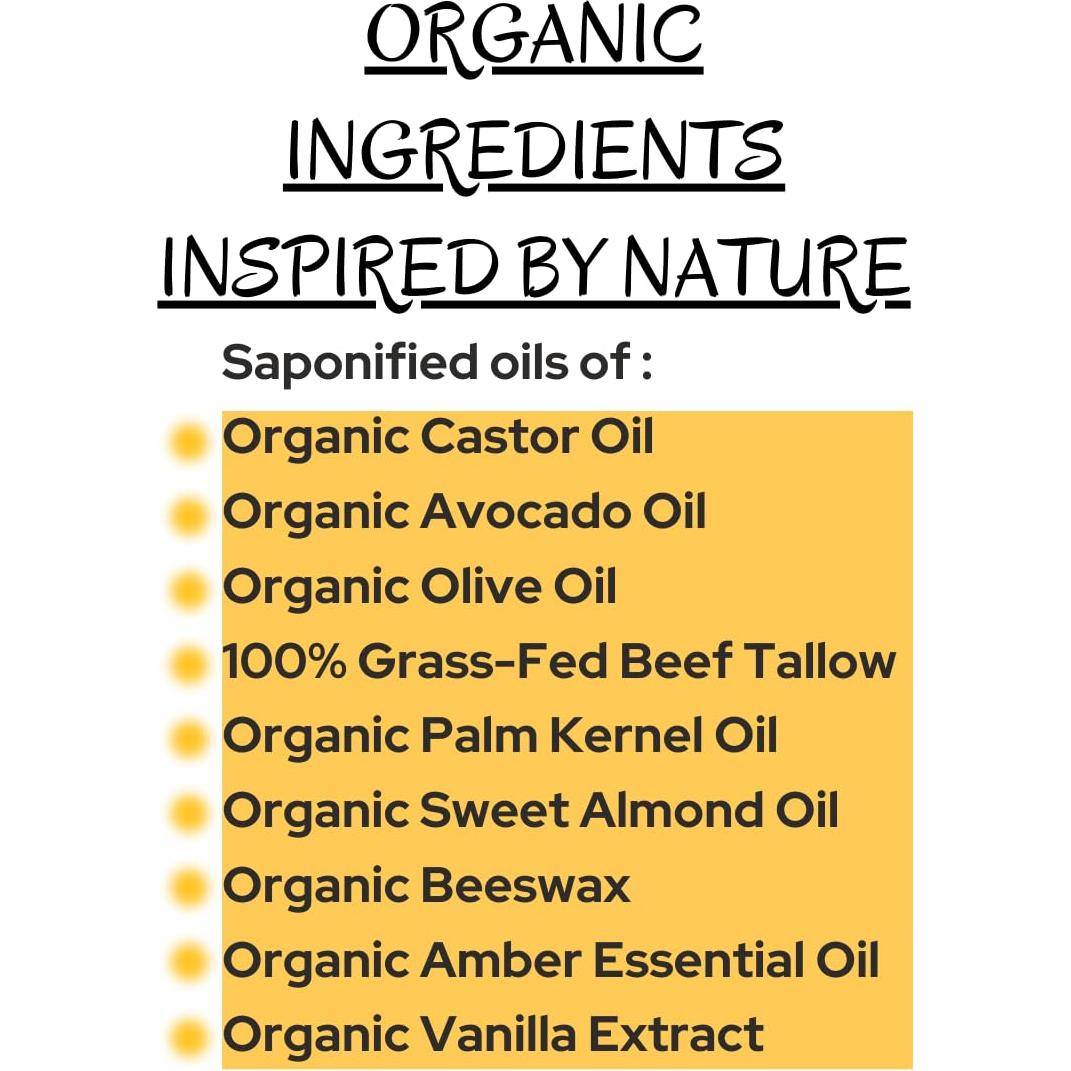 Jabón Artesanal Vainilla Ámbar Homestead Roots - 3 Barras 425g