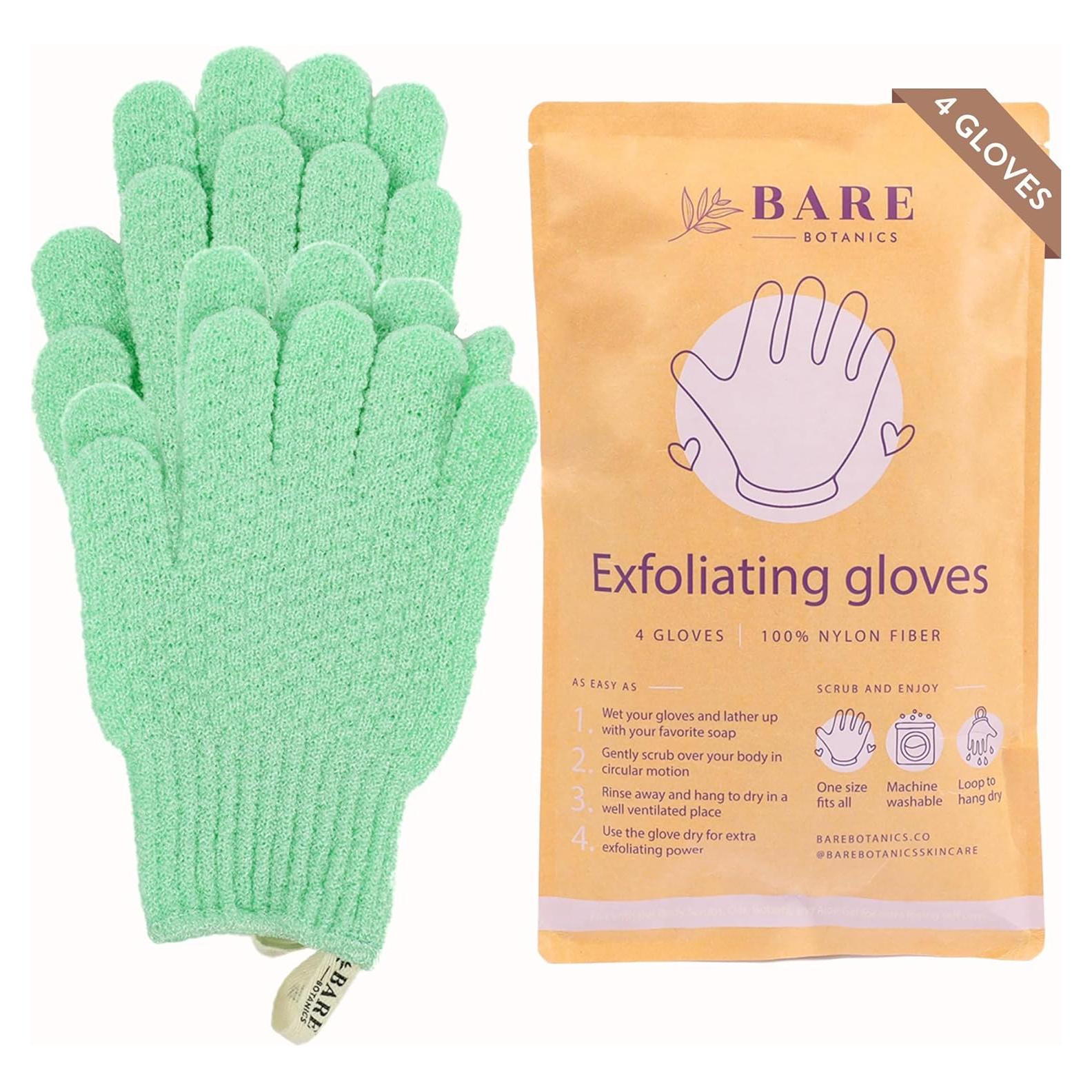 Guantes Exfoliantes Bare Botanics Menta Pack 4 Unidades