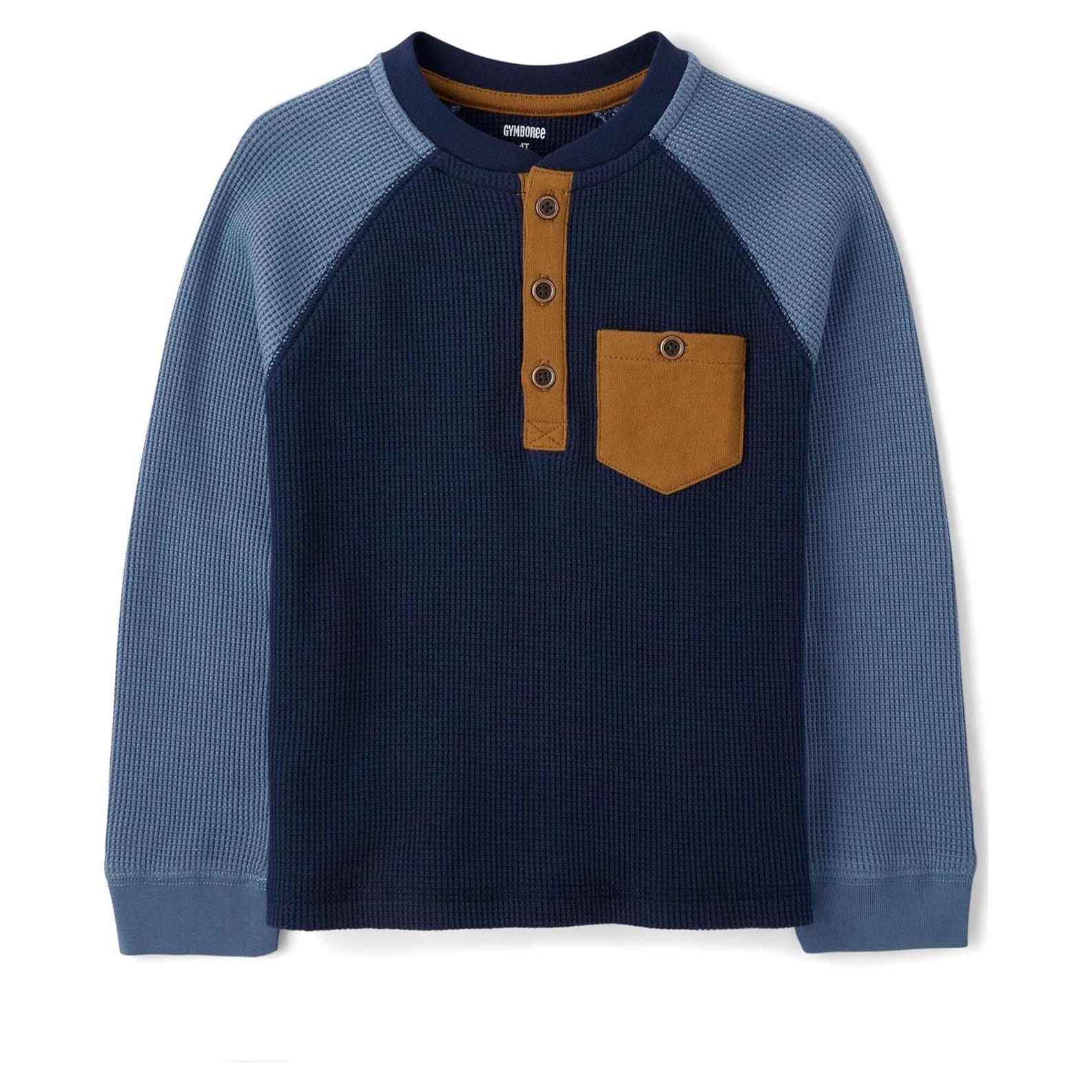 Camisa Henley Térmica Manga Larga Niños Gymboree 2T Azul