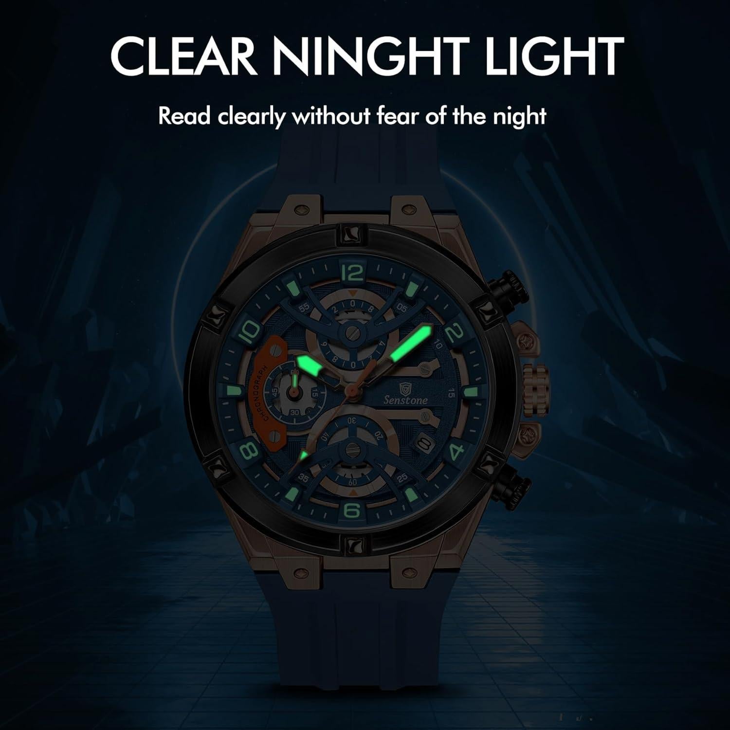 Reloj deportivo Senstone hombre azul cronógrafo resistente al agua