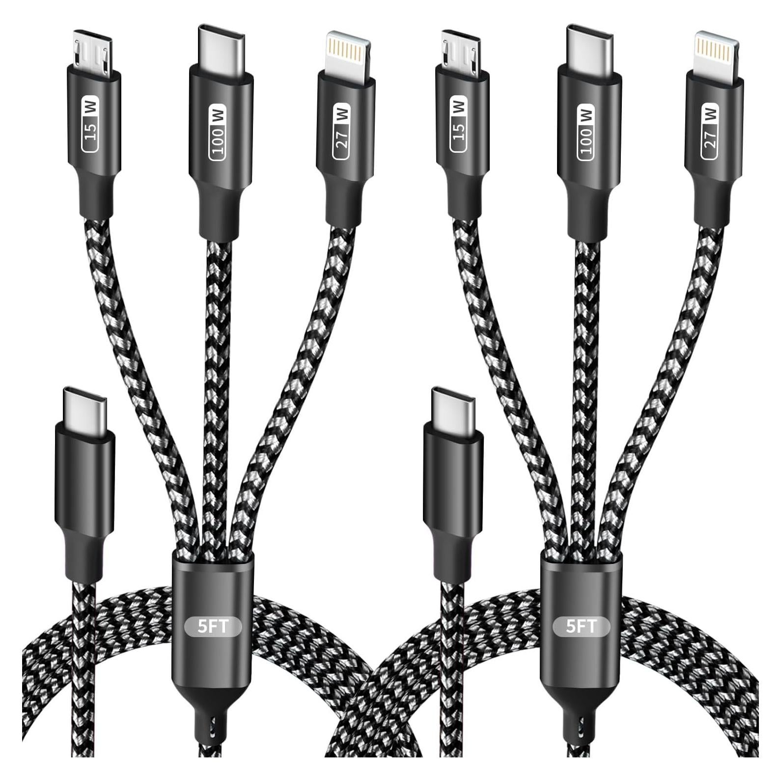 Cable de Carga Rápida USB C 3 en 1 IDISON 100W 1.5M (2Pack)