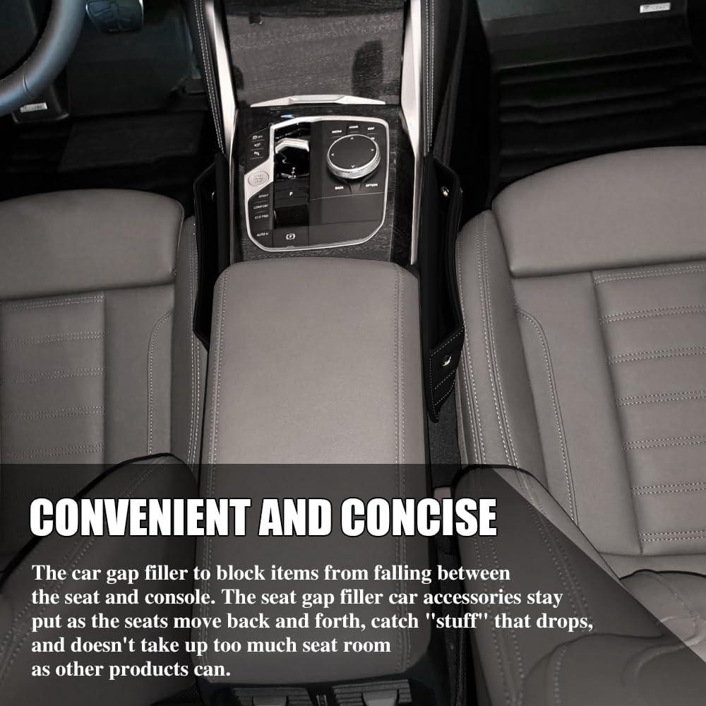 Organizador de Espacio entre Asientos de Coche PACLVIO Cuero Negro