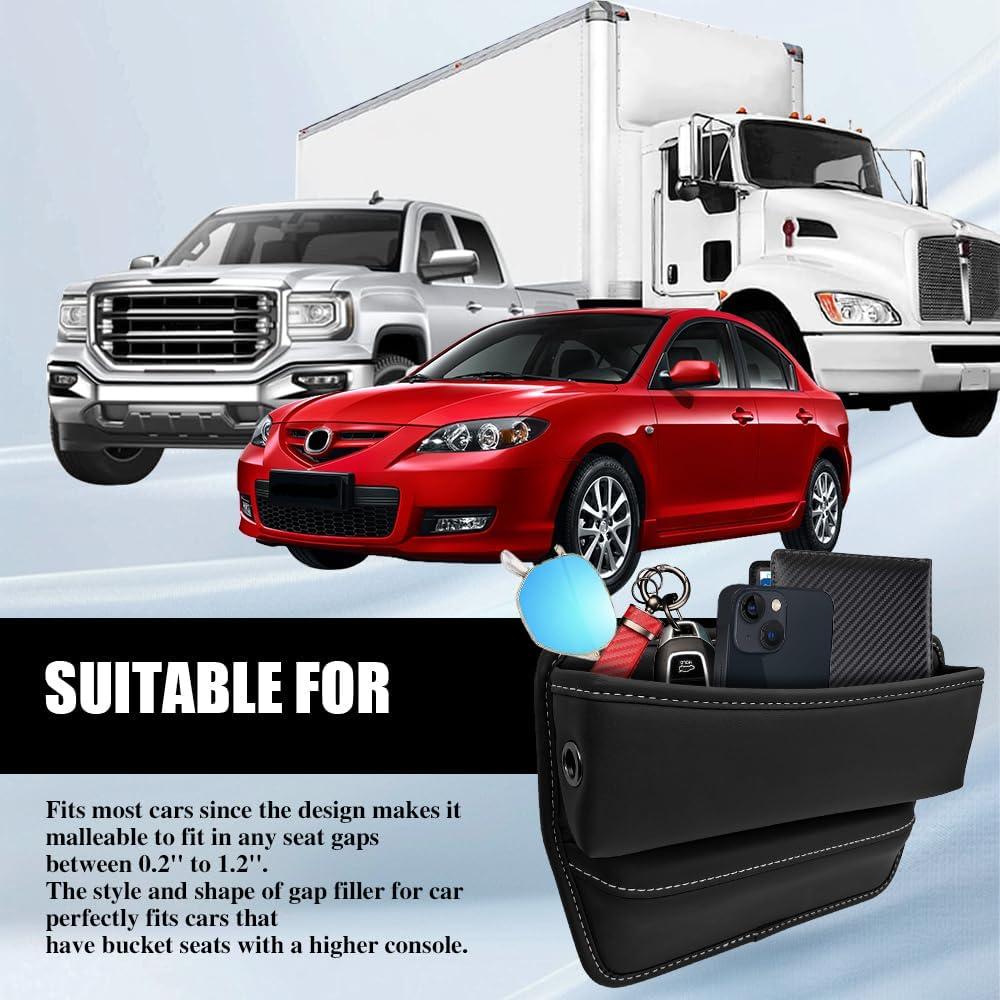 Organizador de Espacio entre Asientos de Coche PACLVIO Cuero Negro