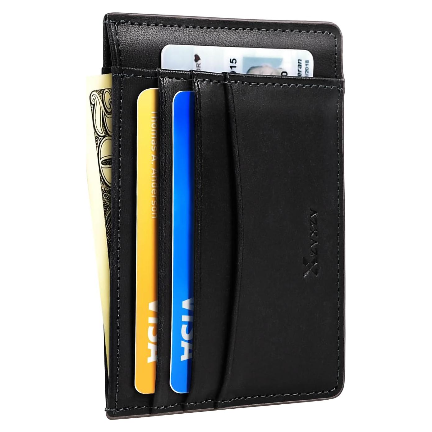 Billetera Slim de Cuero Italiano Minimalista con Bloqueo RFID