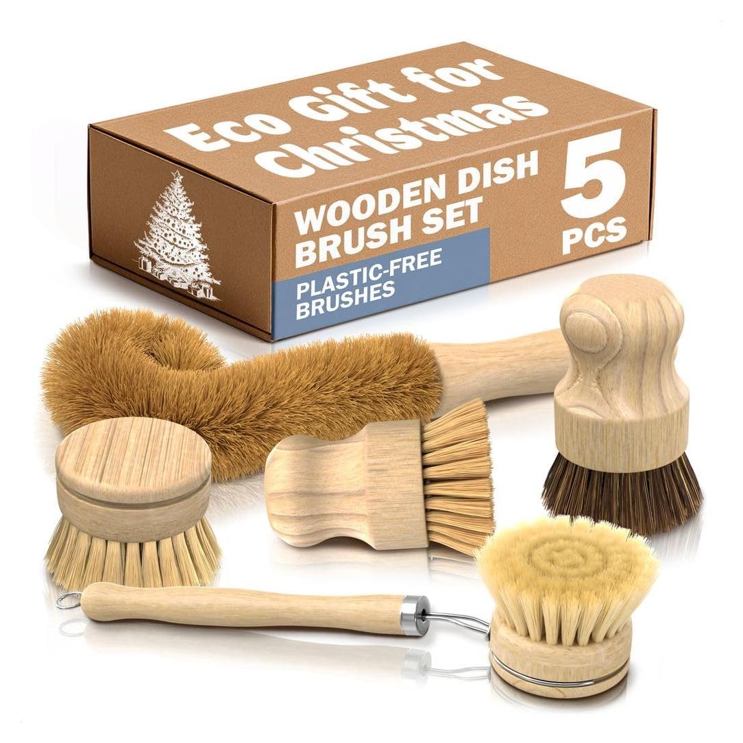 Juego de 5 cepillos de bambú ZOKLU para platos y botellas