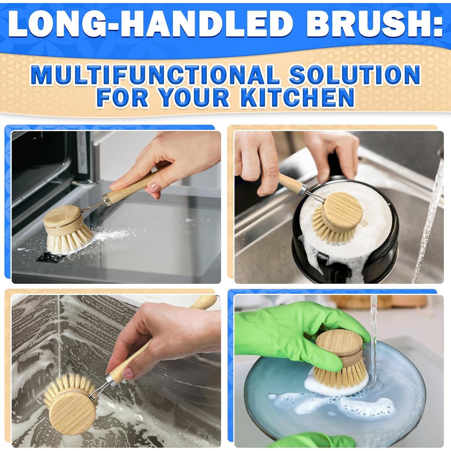 Juego de 5 cepillos de bambú ZOKLU para platos y botellas