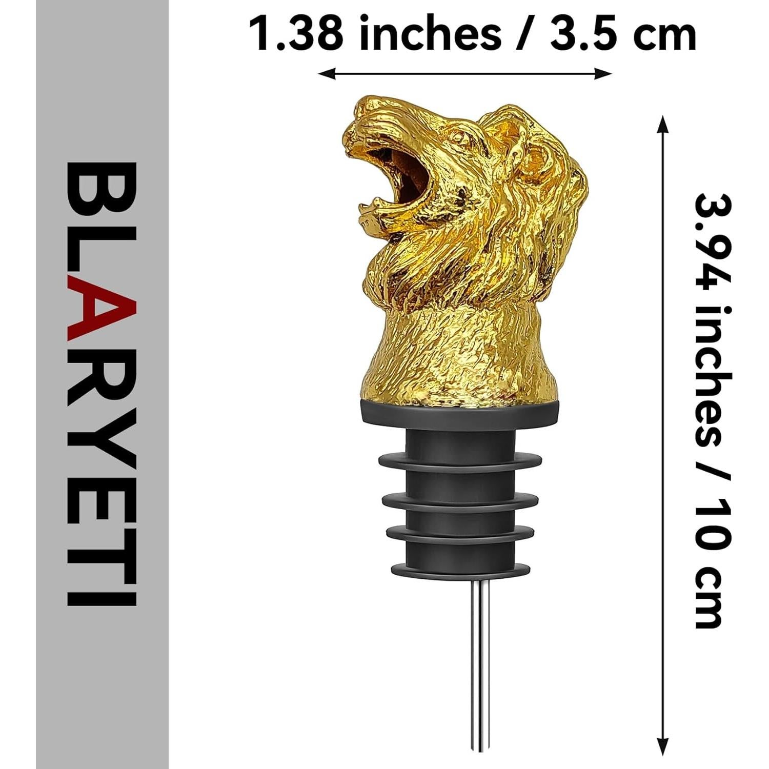 Vertedor de Vino Dorado BLARYETI Cabeza de León 3.5x10cm