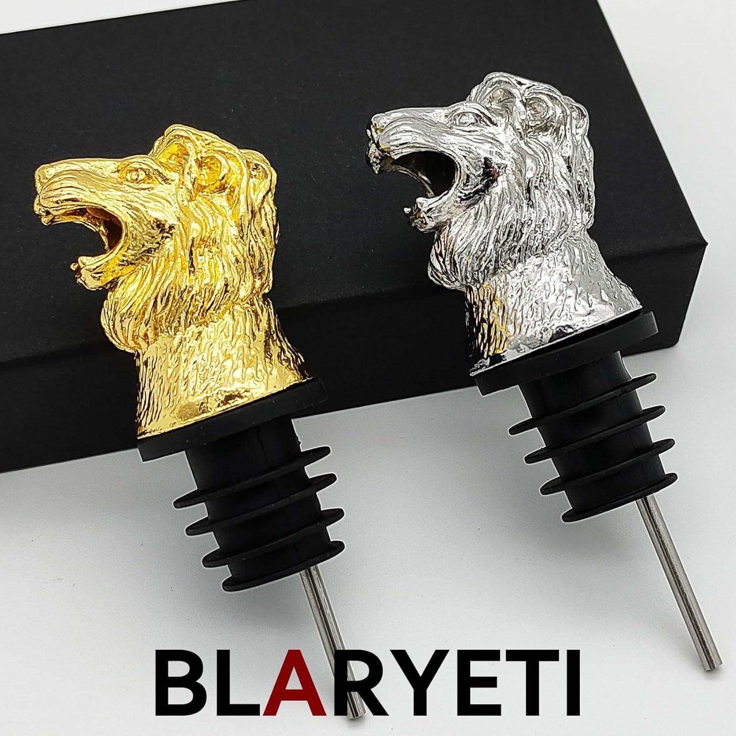 Vertedor de Vino Dorado BLARYETI Cabeza de León 3.5x10cm