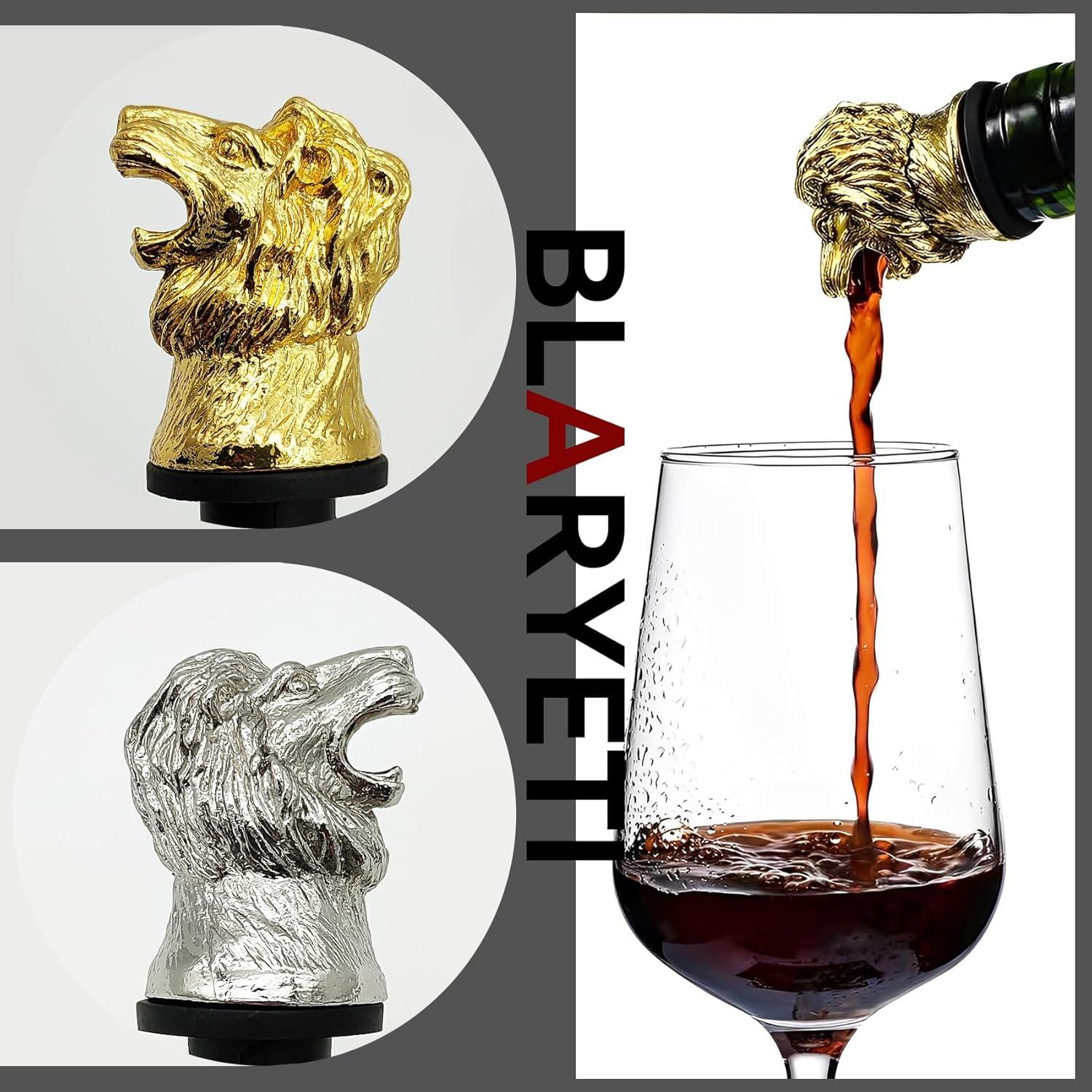 Vertedor de Vino Dorado BLARYETI Cabeza de León 3.5x10cm