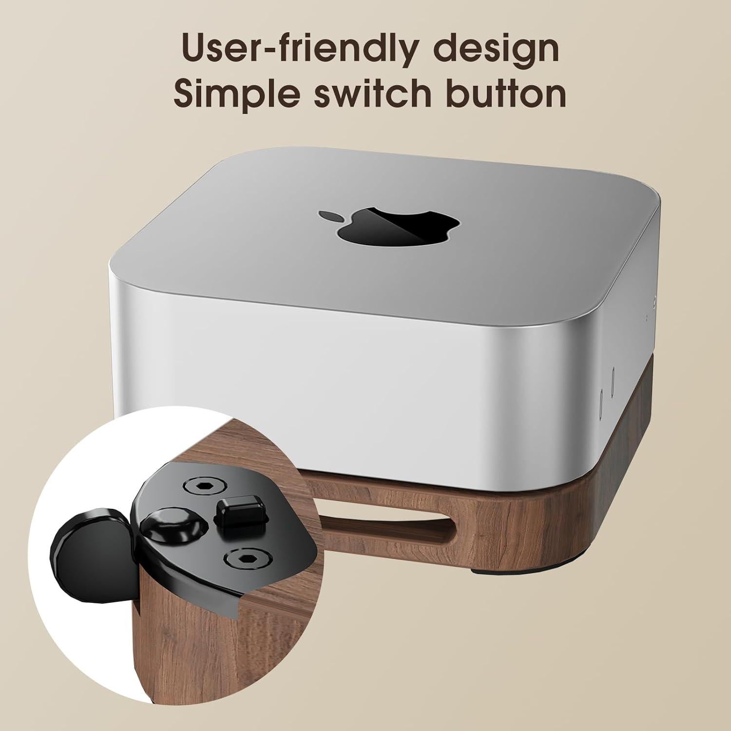 Soporte de Madera para Mac Mini M4/M4 Pro 2024 - HEWYIOS