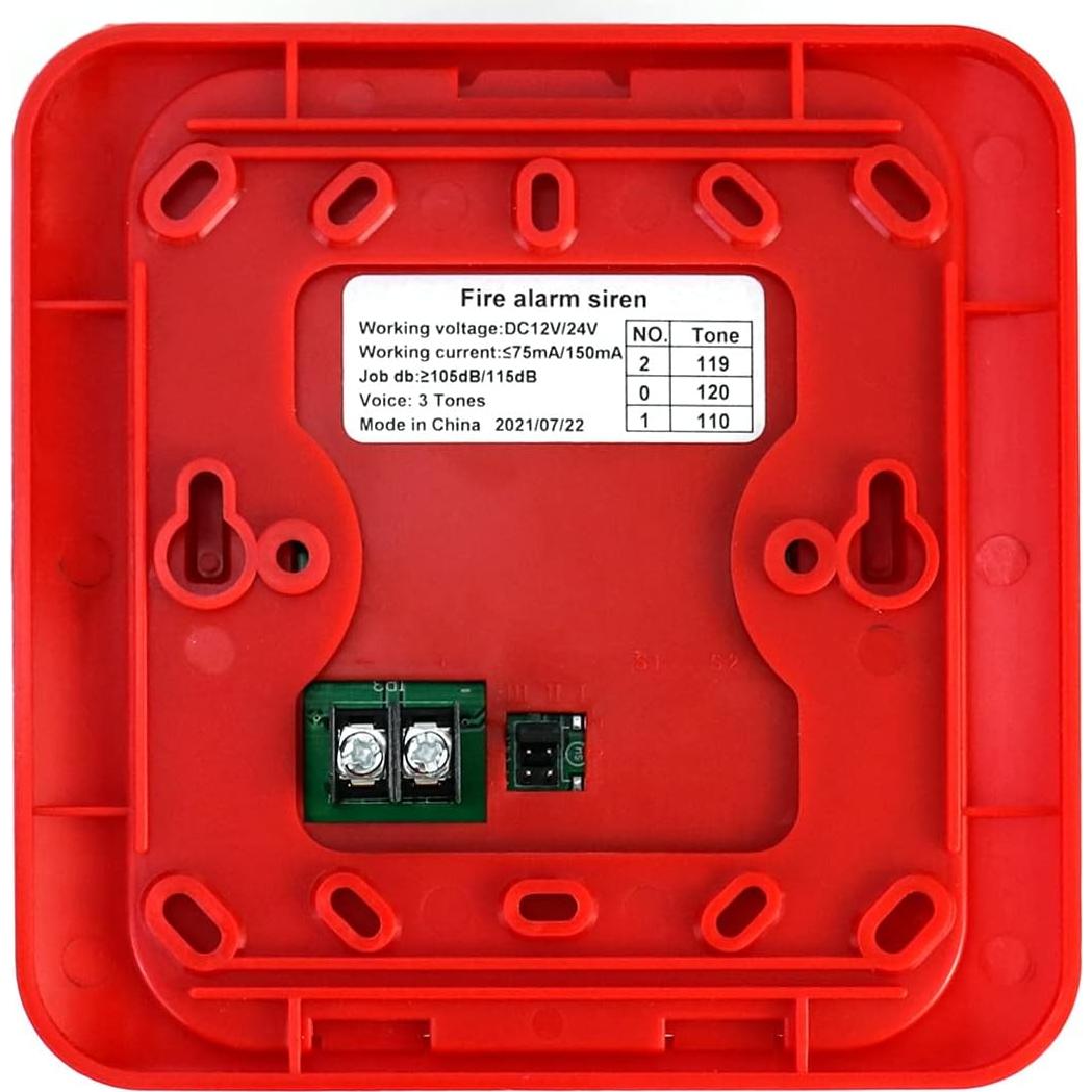 Alarma de Incendio QWORK WD7324 12/24V CC Sonora y Visual