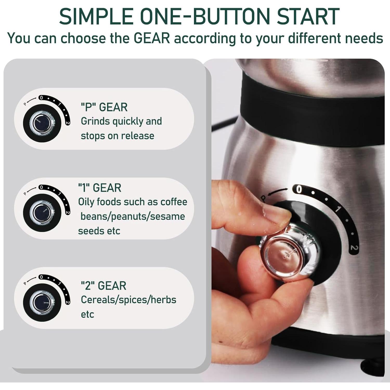 Molino Eléctrico de Granos 500W con 3 Cuchillas Inoxidable