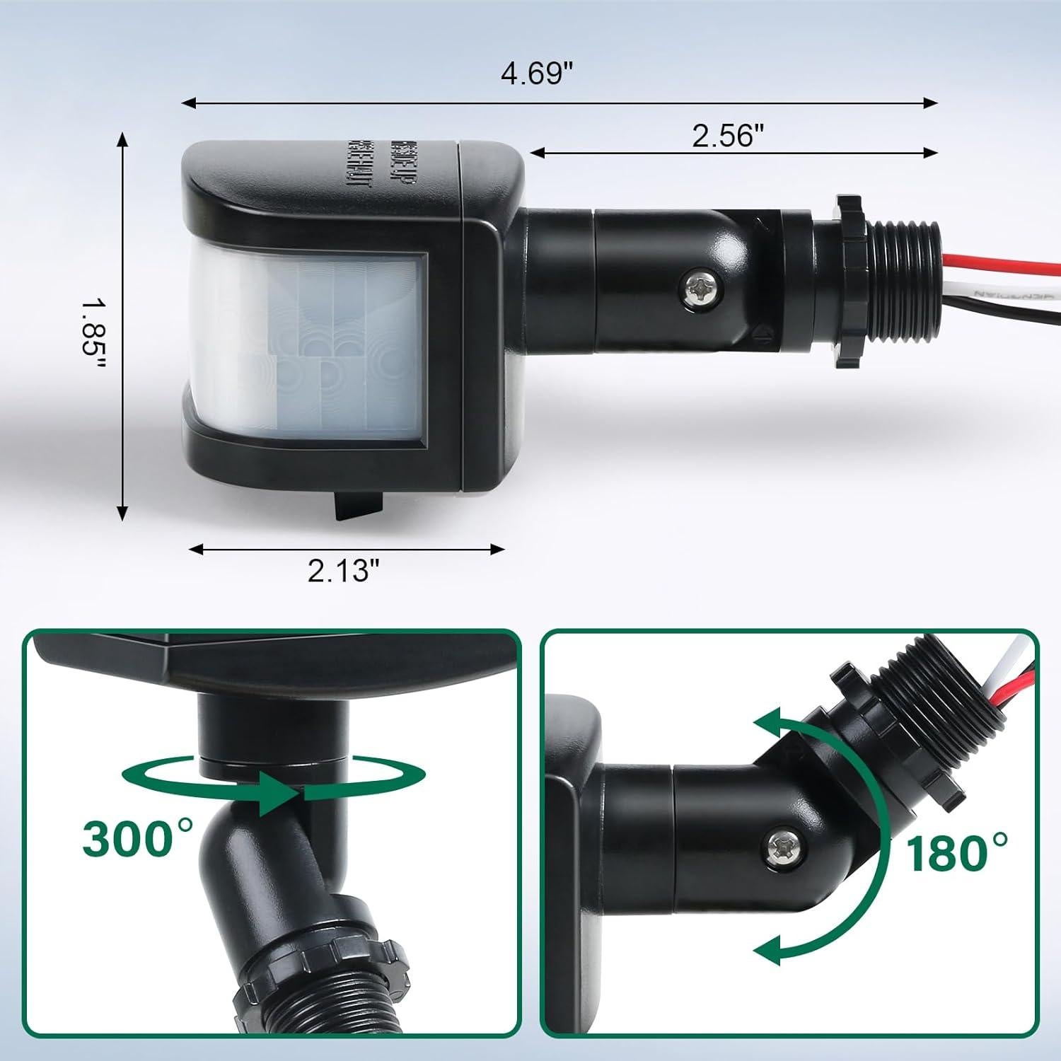 Sensor de Movimiento Treewell 240° Negro, Alcance 18.3m, LUX Ajustable
