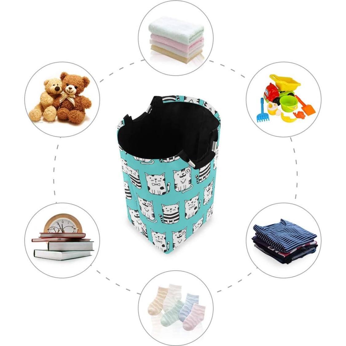 Cesta de Lavandería Colapsable Visesunny Gato Divertido 12.6L