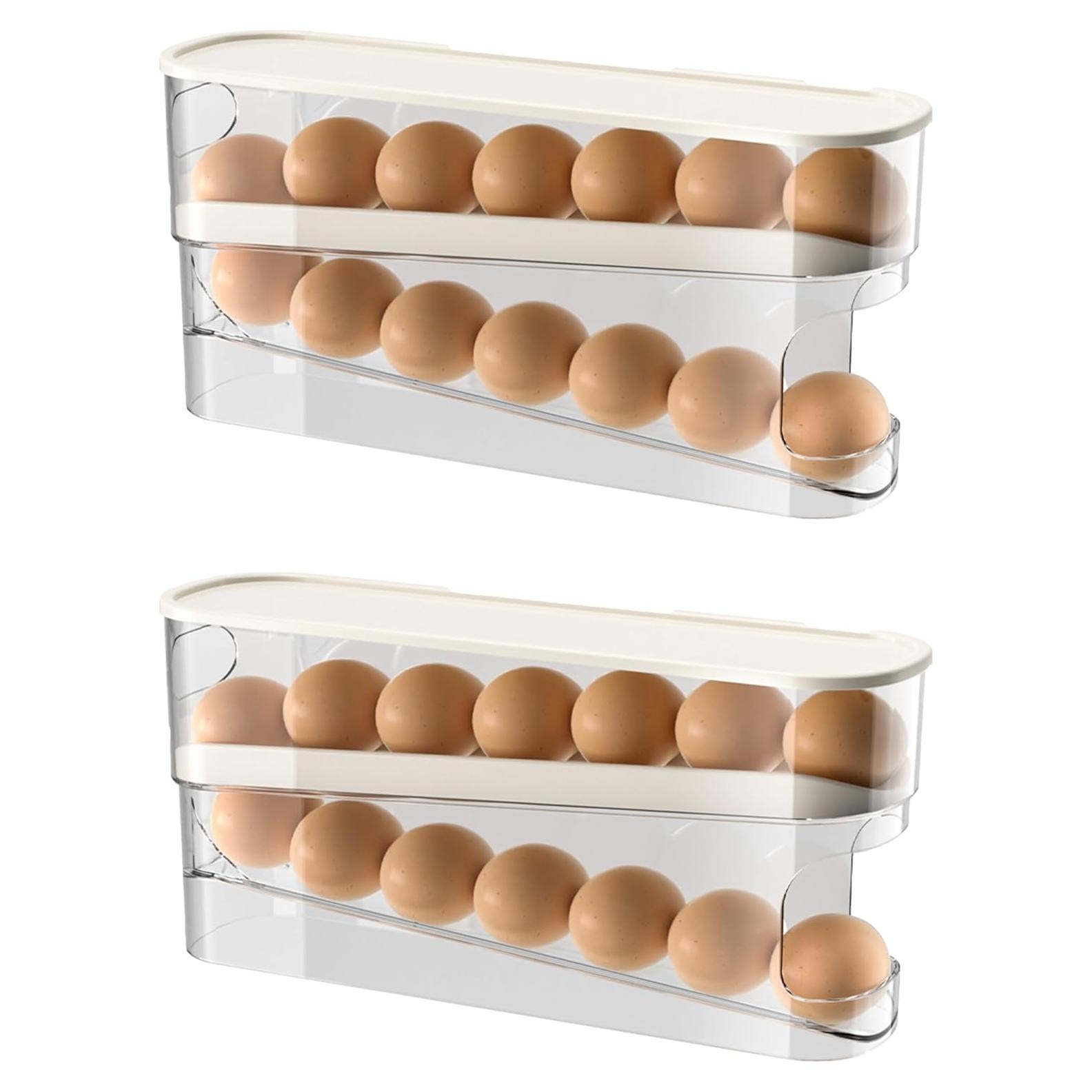 Dispensador de Huevos Rodante OEYEWOW, 2 Bandejas para 12 Huevos