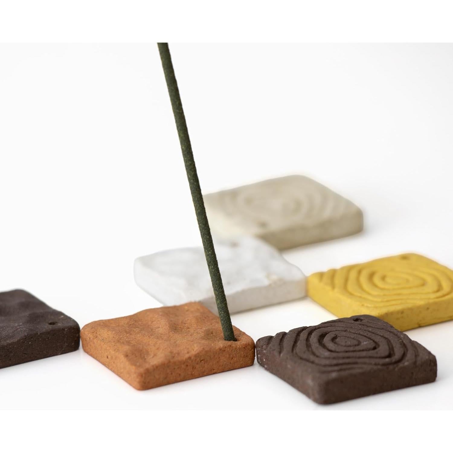 Soportes de Incienso Mini Asayu Japón Kazenami - Cerámica Ecológica, 3 Piezas