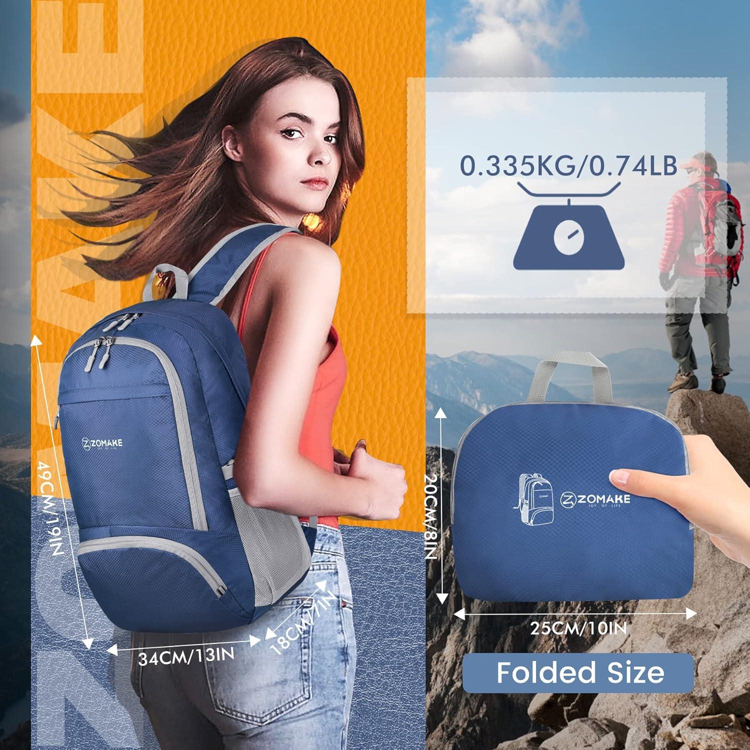Mochila Plegable ZOMAKE 30L Resistente al Agua Azul Marino