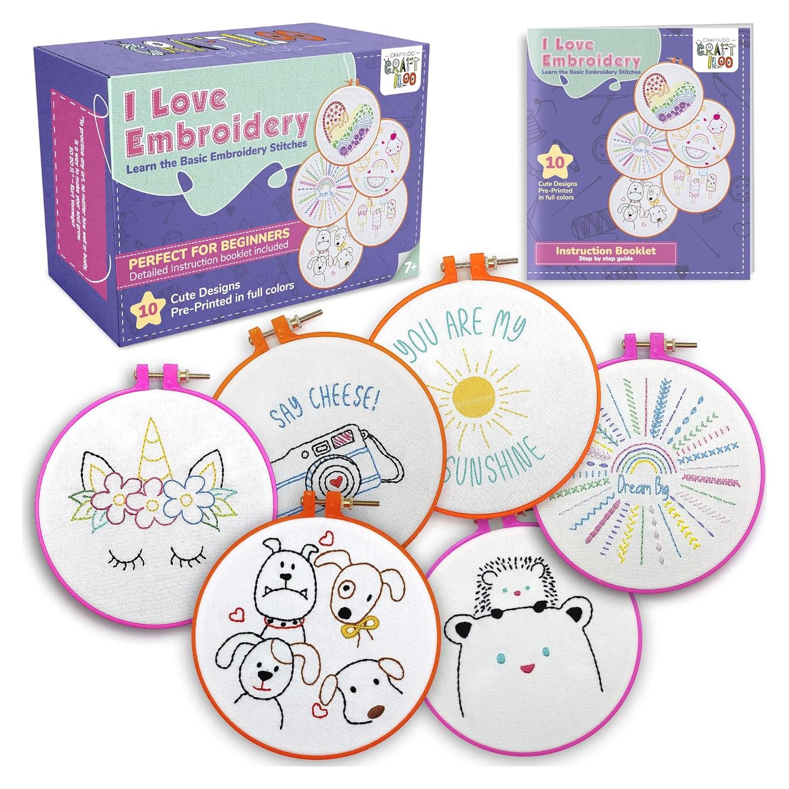 Kit de Bordado CRAFTILOO para Niños - 10 Patrones Preimpresos